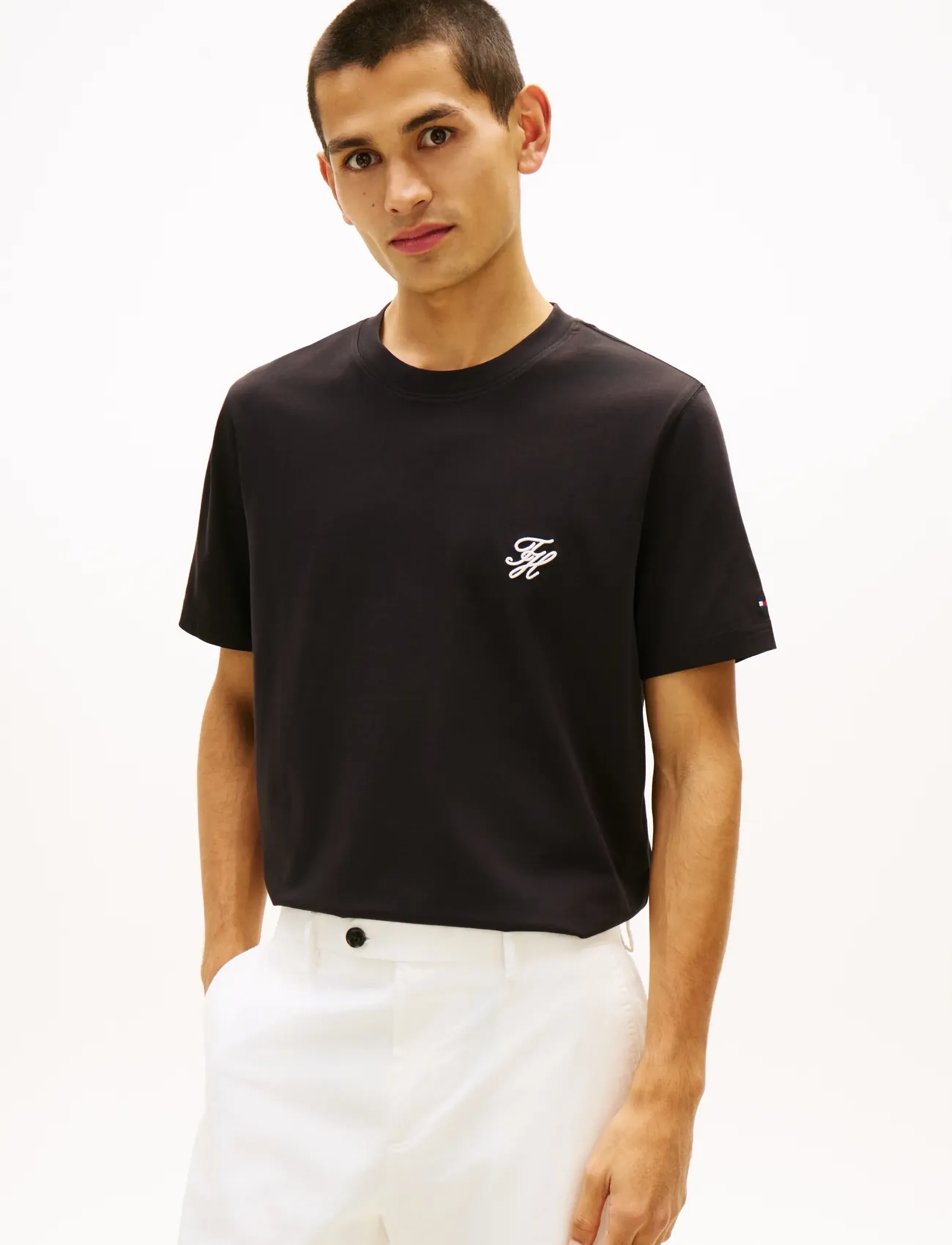 Tommy Hilfiger SCRIPT MONOGRAM SWIMSHOP TEE - Kleidung - BLACK / brown