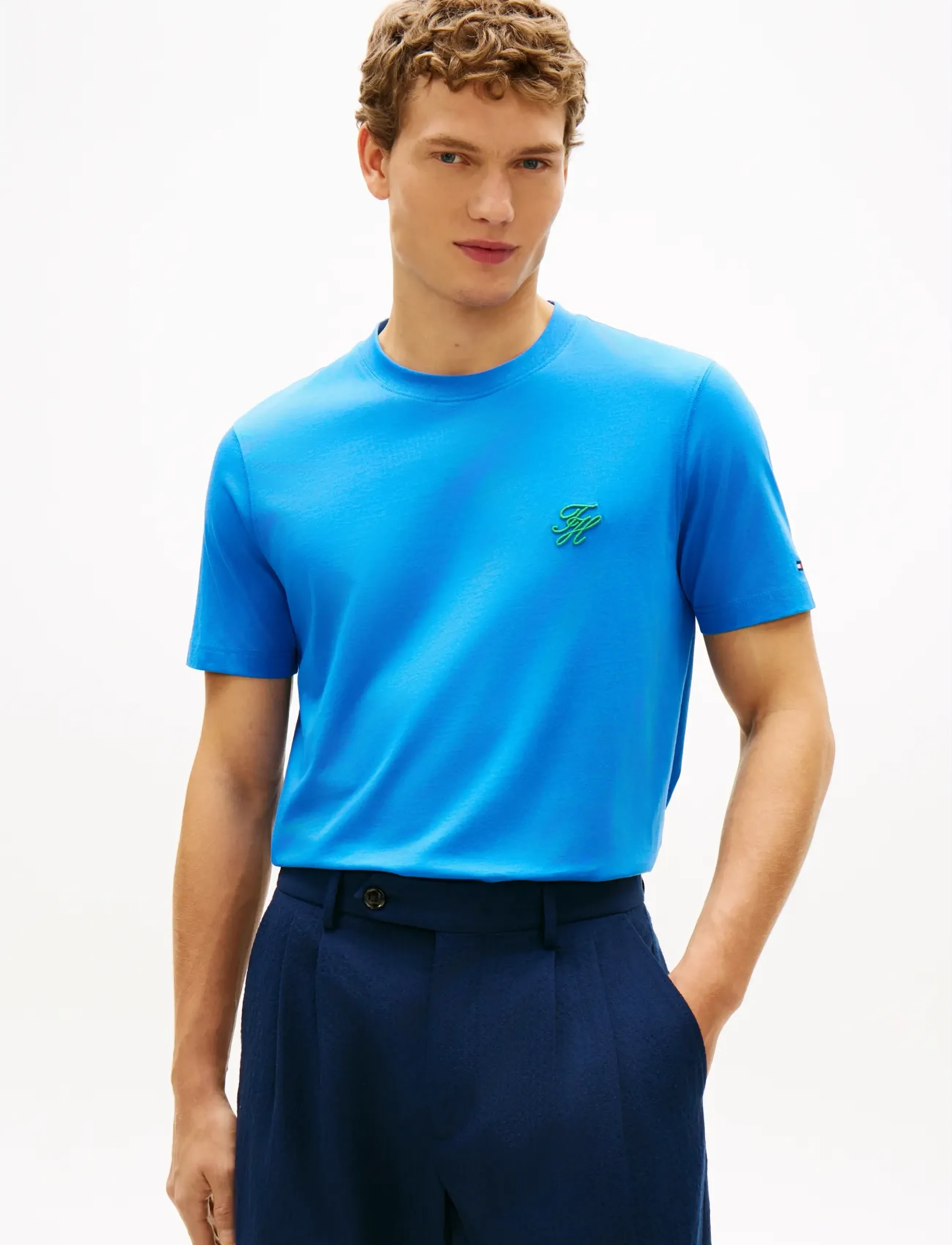 Tommy Hilfiger SCRIPT MONOGRAM SWIMSHOP TEE - Kläder - BLUE ORBIT / blue