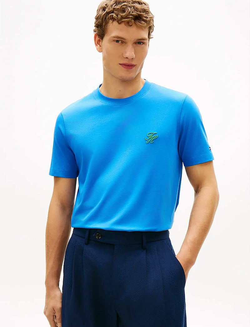 Tommy Hilfiger - SCRIPT MONOGRAM SWIMSHOP TEE - kortærmede t-shirts - blue orbit - 0