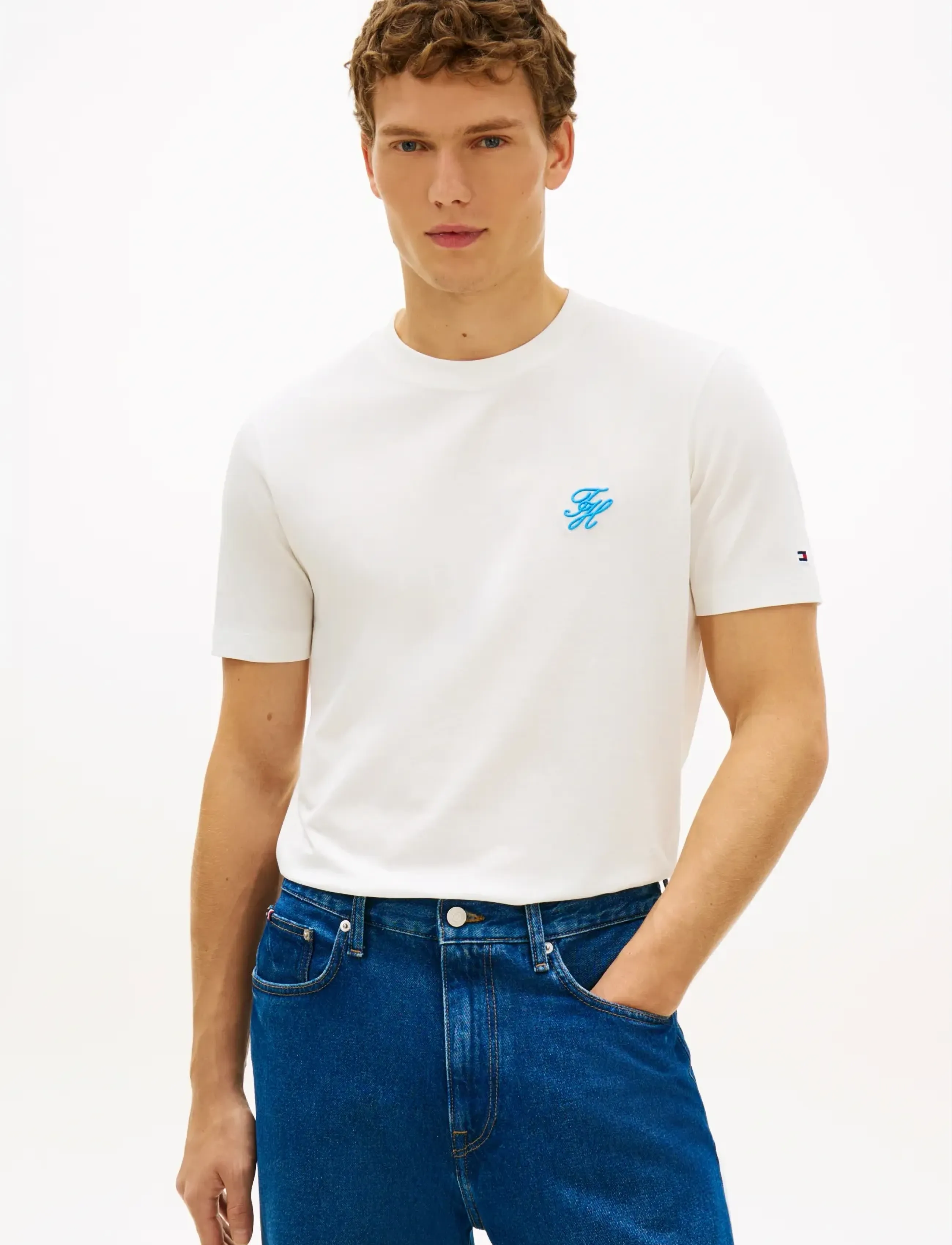Tommy Hilfiger - SCRIPT MONOGRAM SWIMSHOP TEE - kortærmede t-shirts - ecru - 0