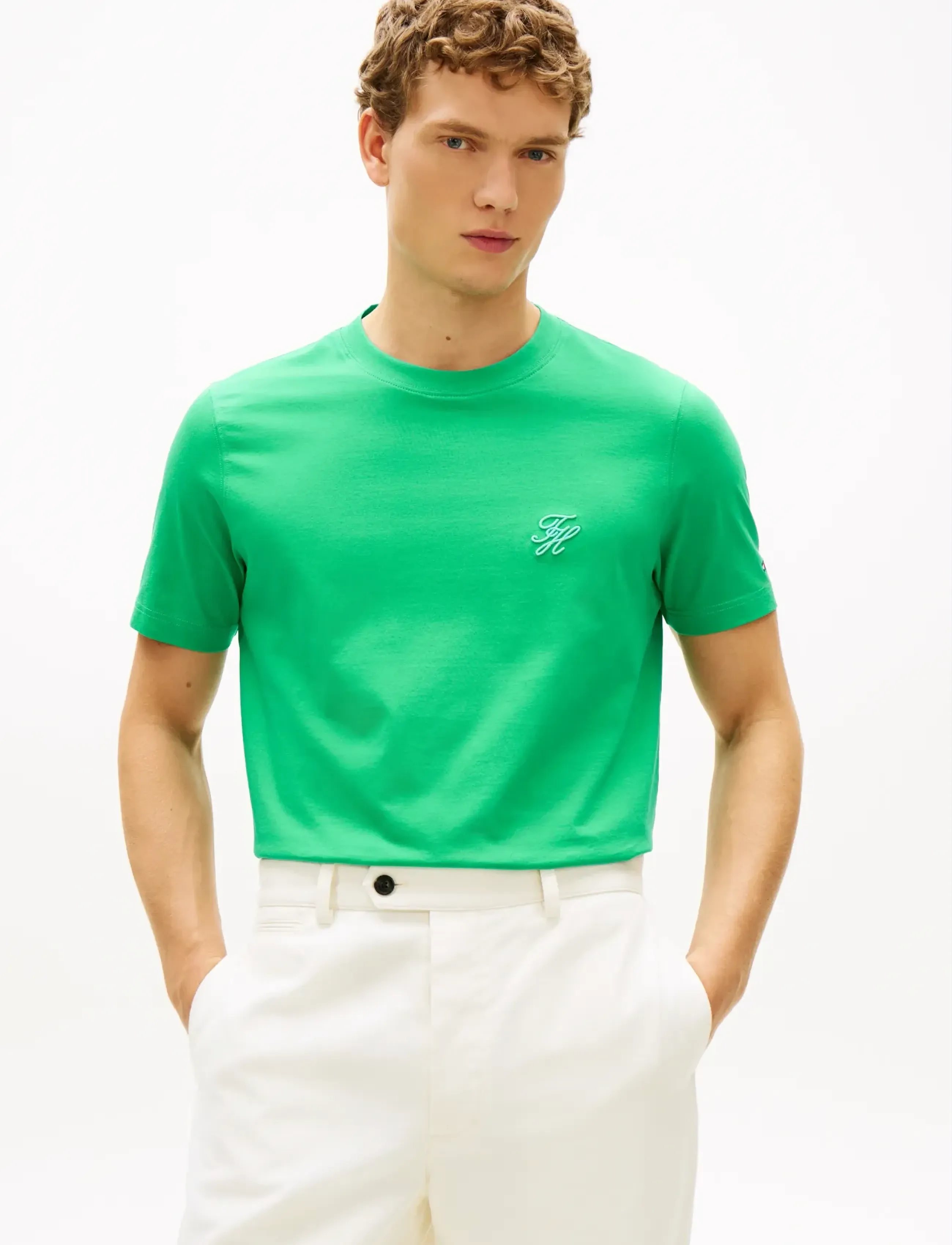 Tommy Hilfiger SCRIPT MONOGRAM SWIMSHOP TEE - Kurzärmelig - JADE WINK / green
