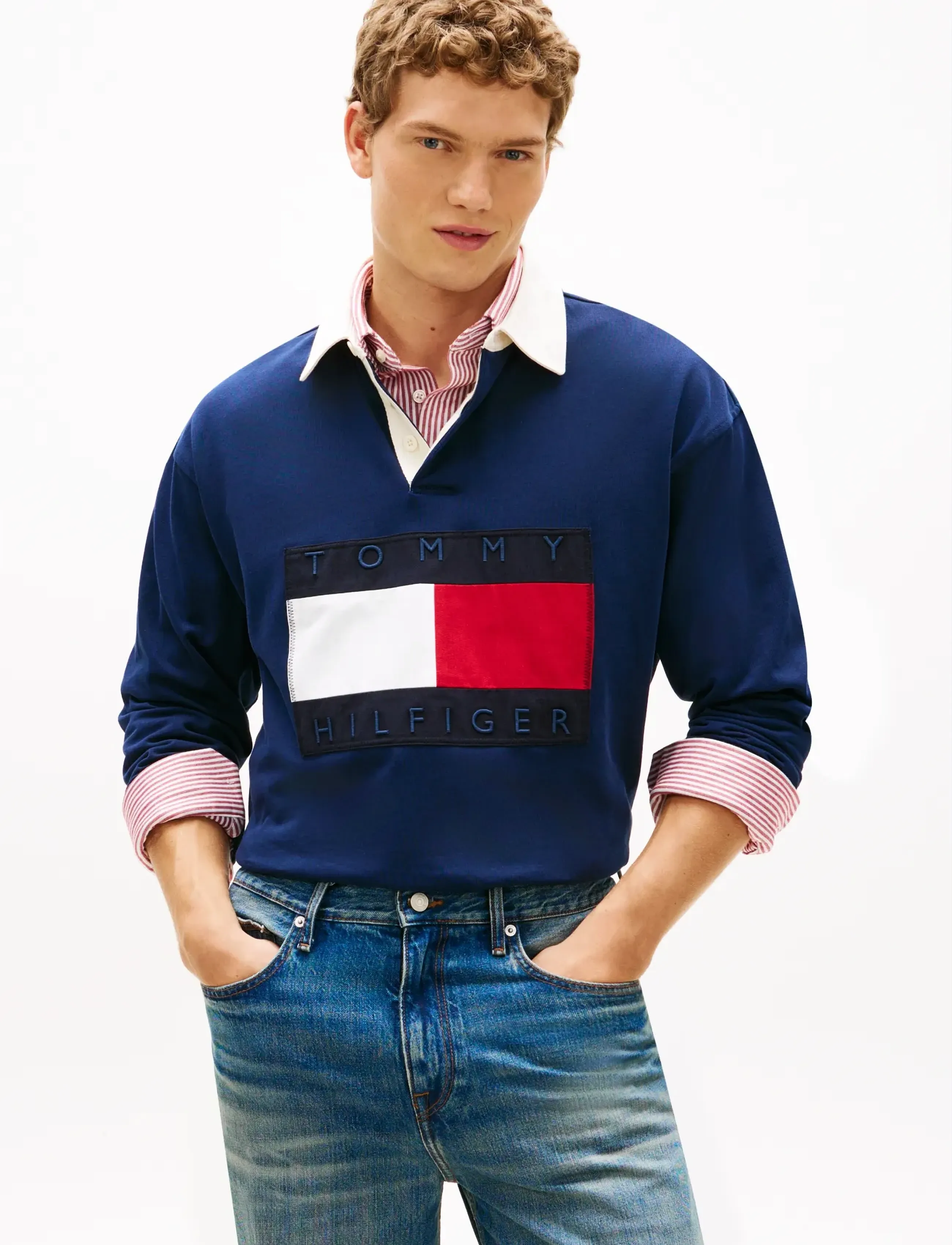 Tommy Hilfiger Flag Rugby, Flag Rugbytrøje, Navy, Str: XXL