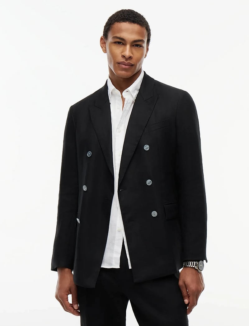 Tommy Hilfiger - DC DB LINEN BLAZER - dobbeltradede blazere - black - 0