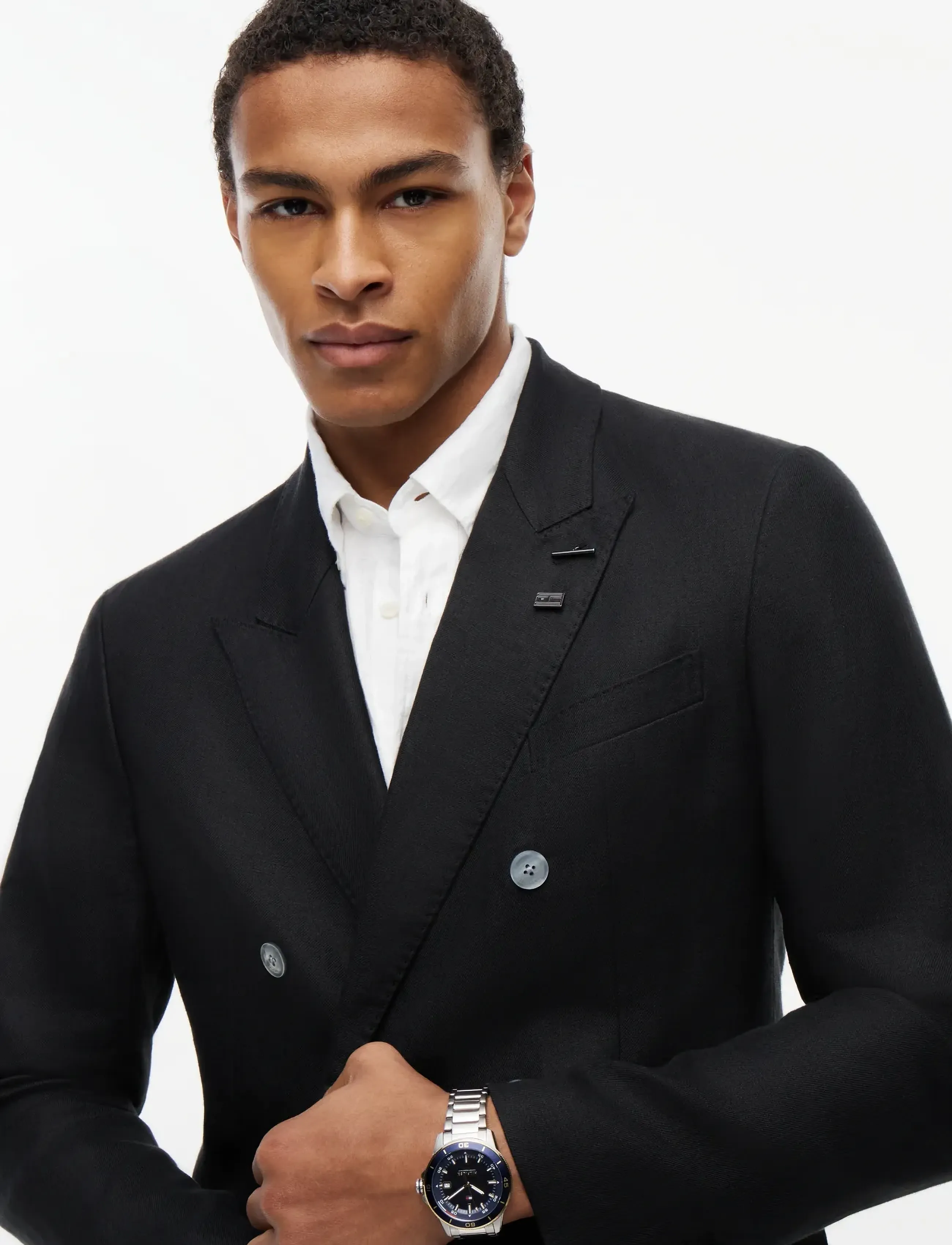 Tommy Hilfiger - DC DB LINEN BLAZER - kahehe rinnatisega pintsakud - black - 4