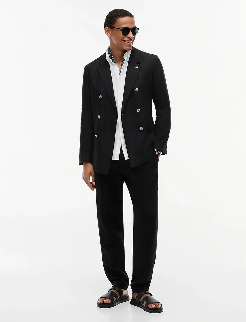 Tommy Hilfiger - DC DB LINEN BLAZER - dobbeltradede blazere - black - 2