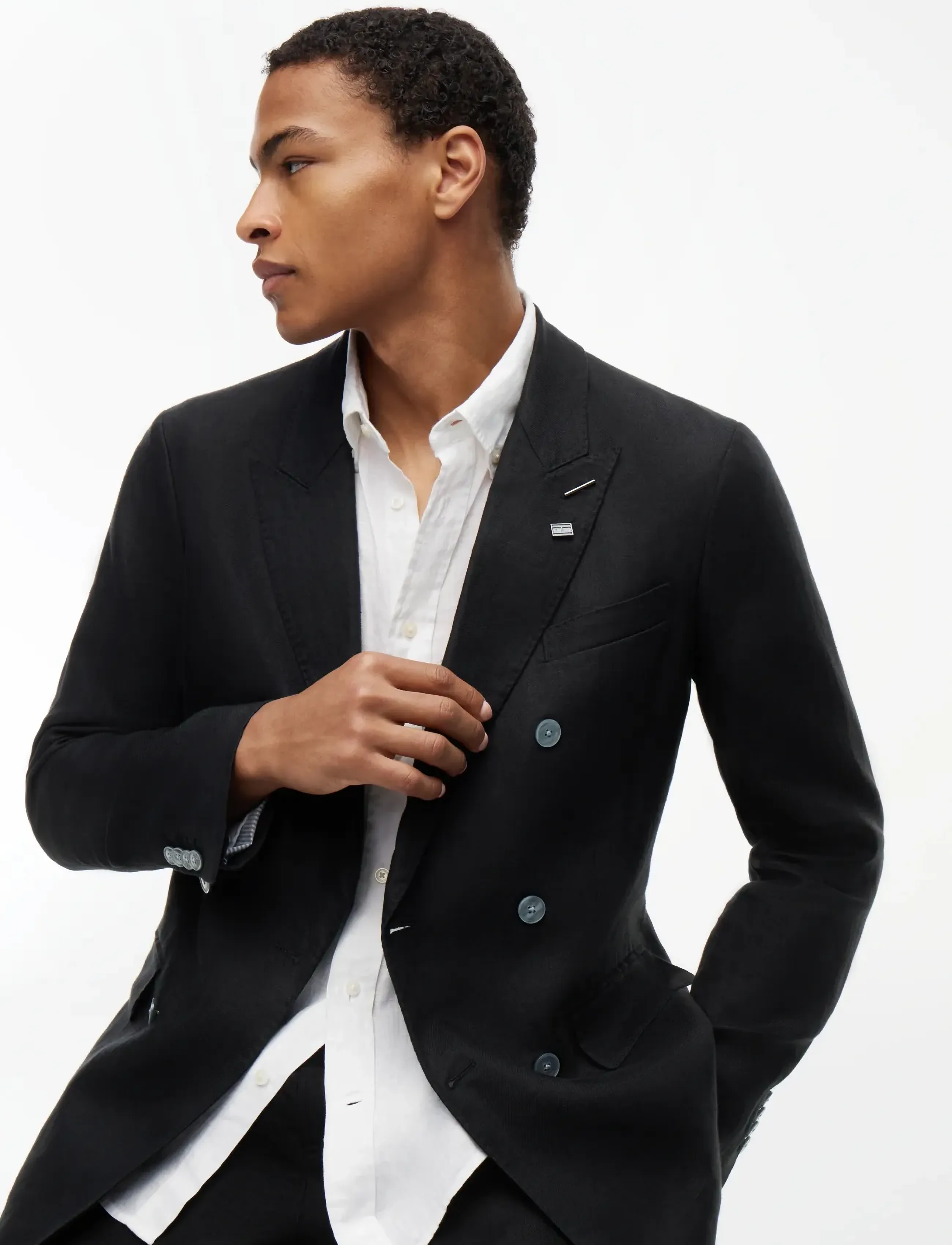 Tommy Hilfiger DC DB LINEN BLAZER - Streetstyle - BLACK / black