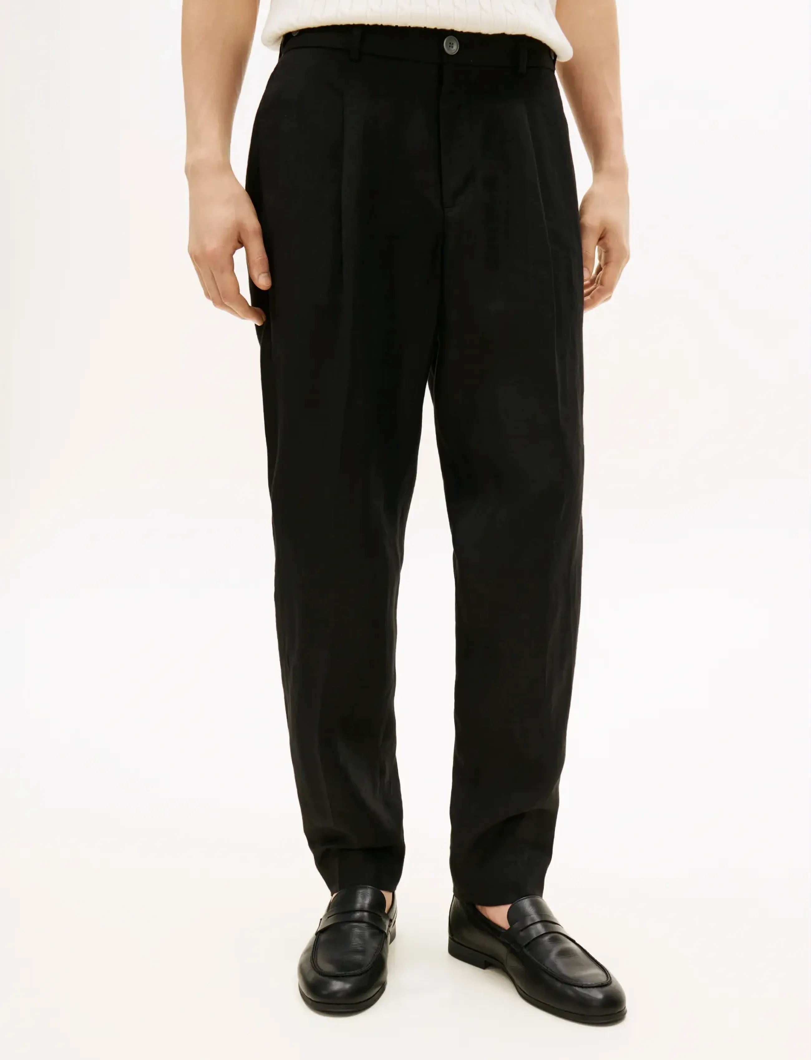 Tommy Hilfiger DC LINEN PANTS - Hosen - BLACK / black