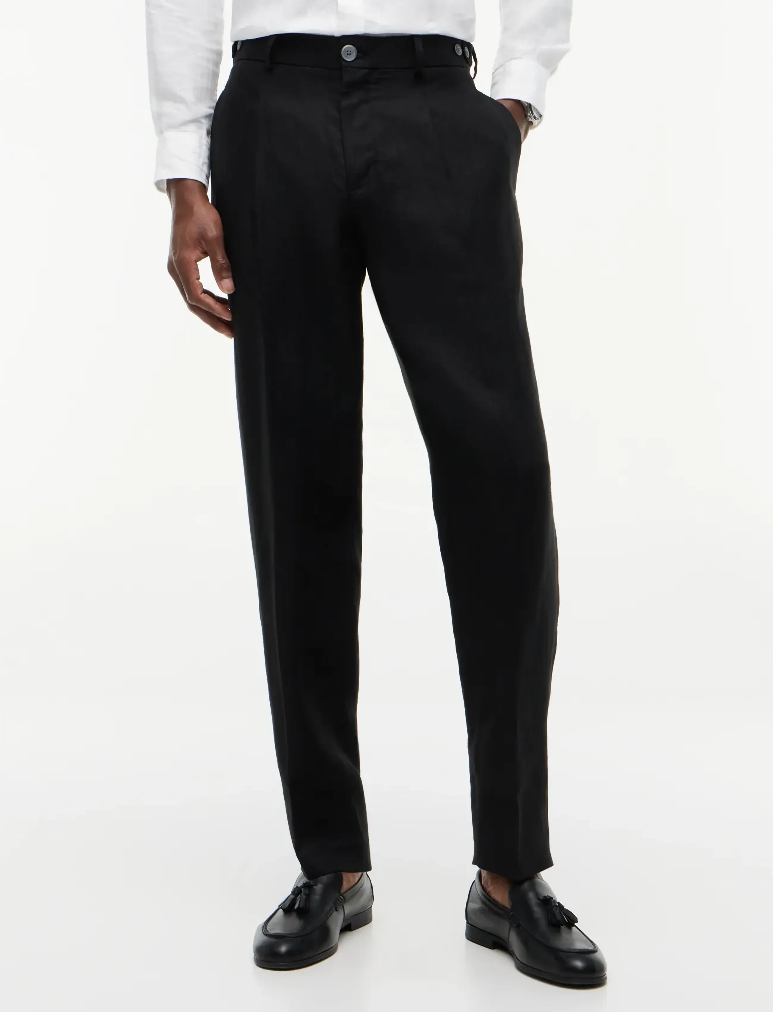 Tommy Hilfiger - DC LINEN PANTS - linased püksid - black - 0