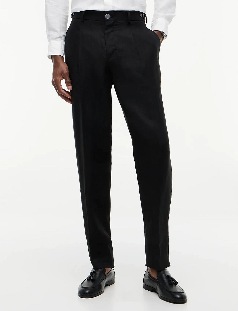 Tommy Hilfiger - DC LINEN PANTS - linased püksid - black - 0