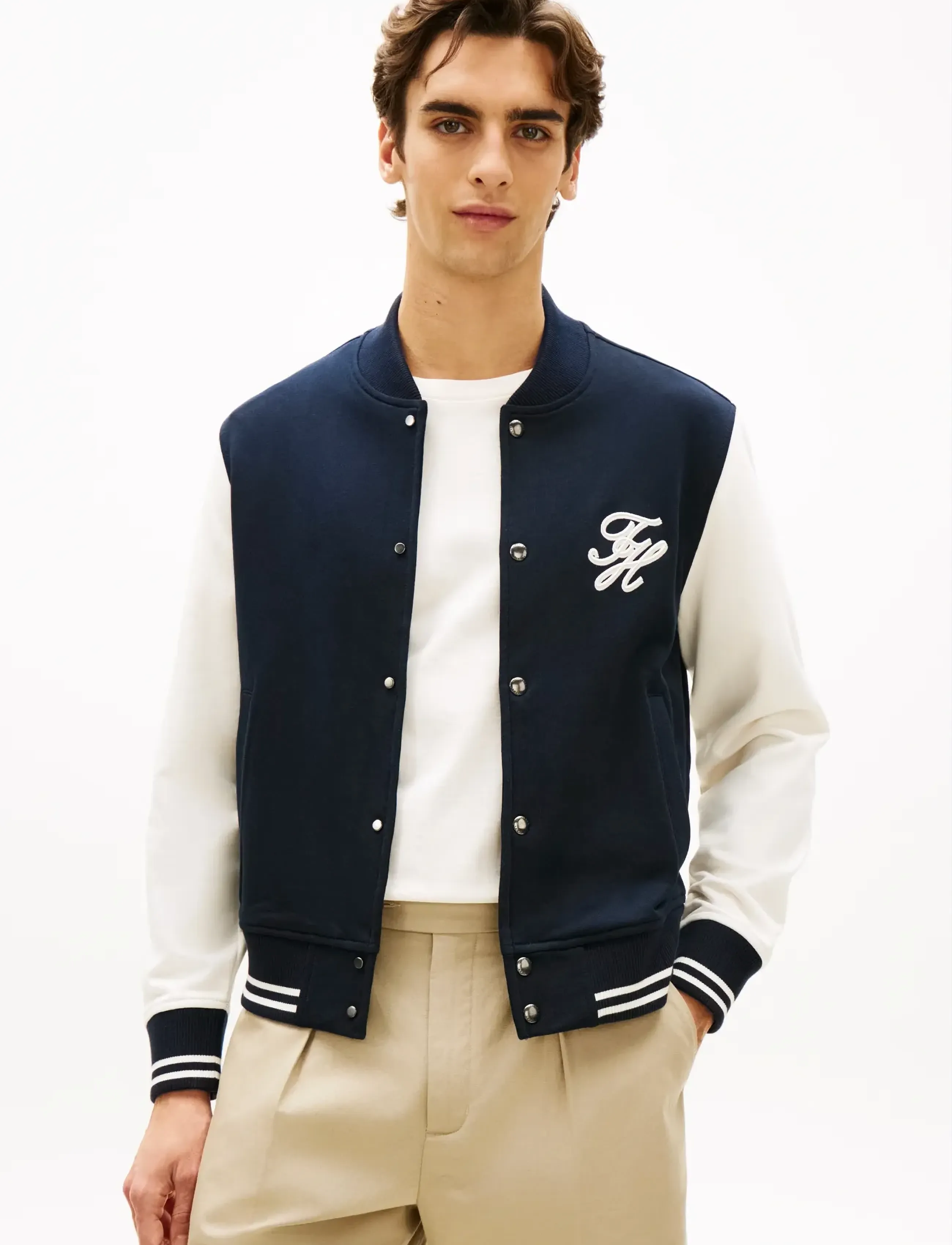 Tommy Hilfiger SCRIPT COLORBLOCK BOMBER - Odzież zewnętrzna - DESERT SKY / navy