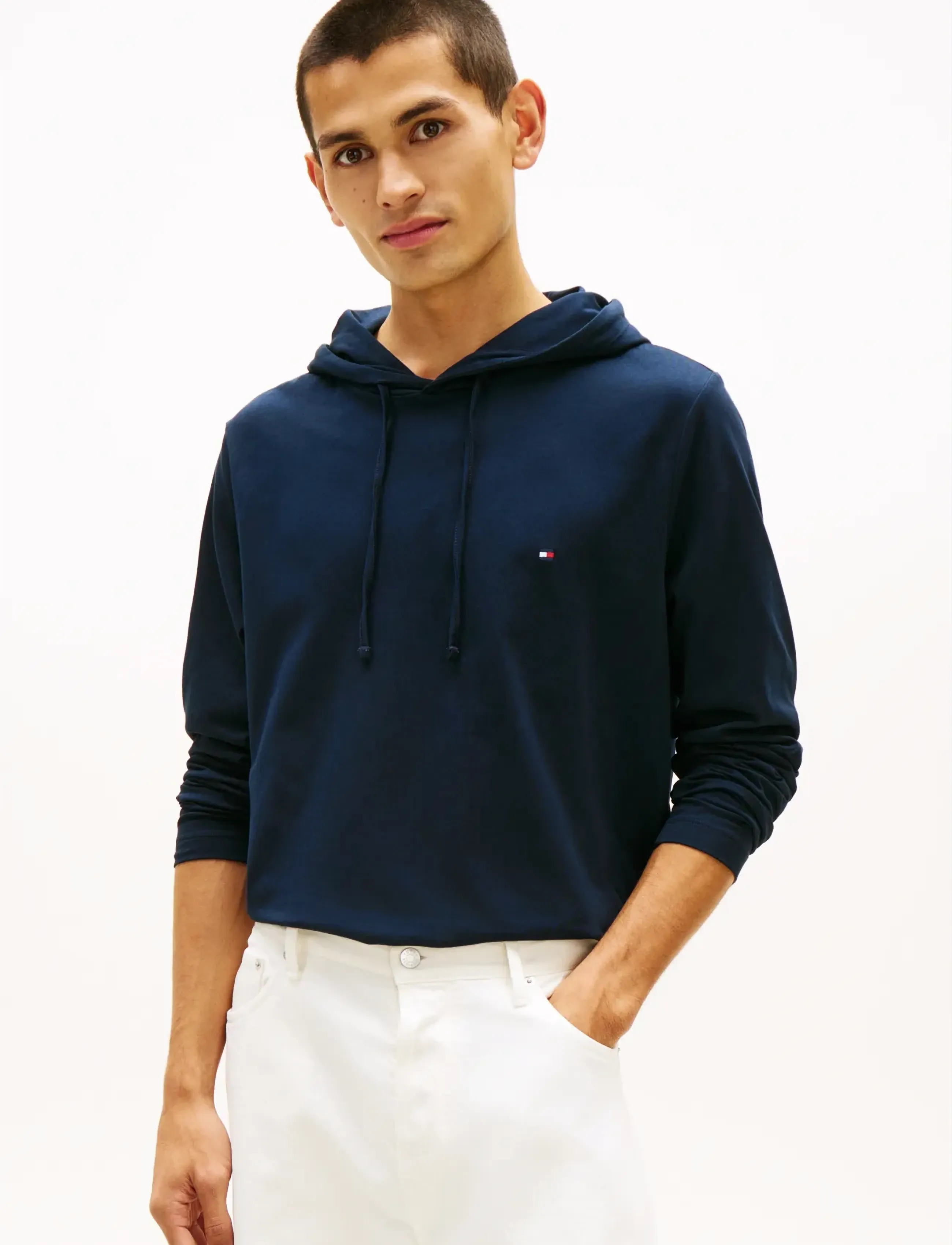 Tommy Hilfiger NEW HOODED LS TEE - Kapuzenpullover - DESERT SKY / navy