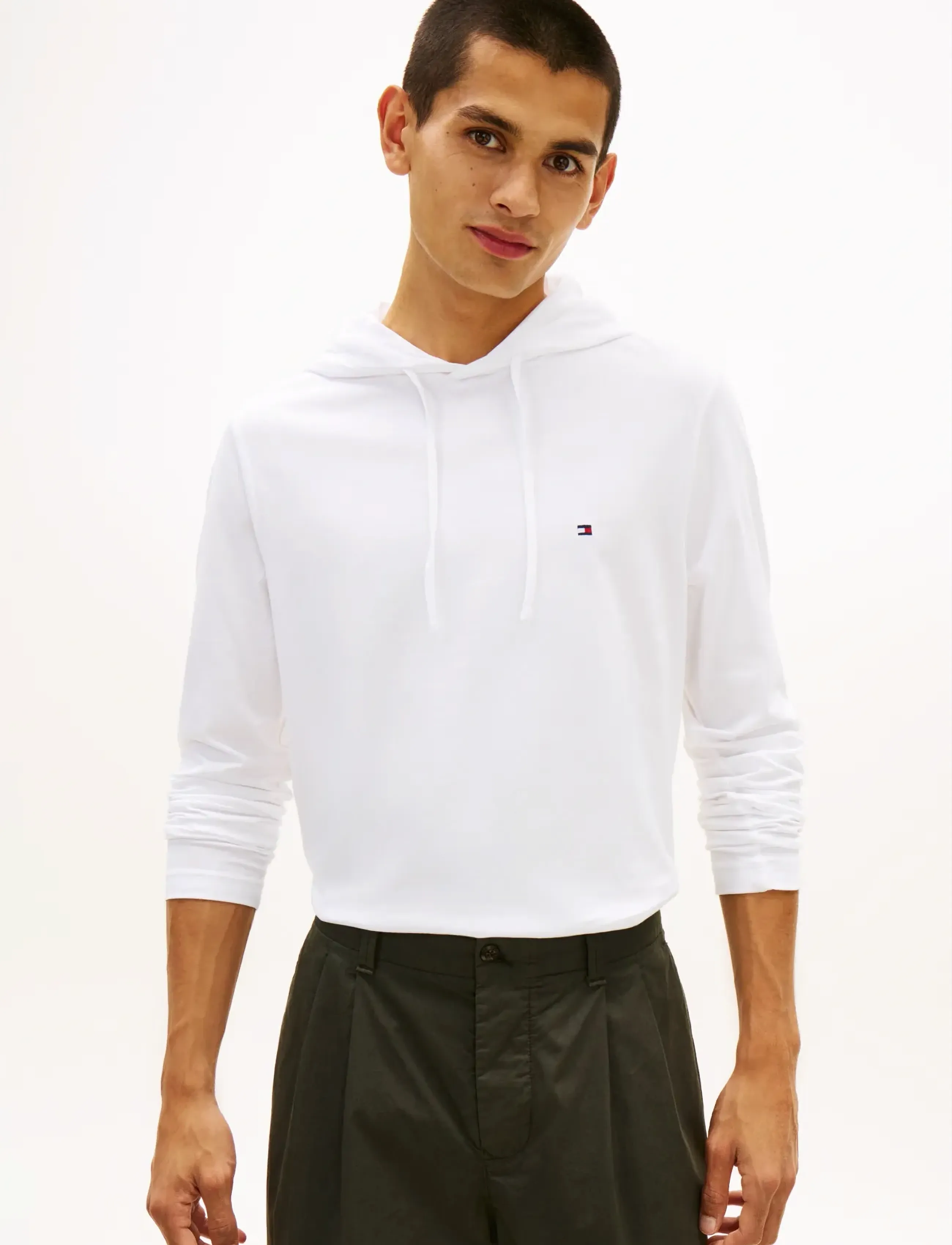 Tommy Hilfiger NEW HOODED LS TEE - Tommy Hilfiger - WHITE / white