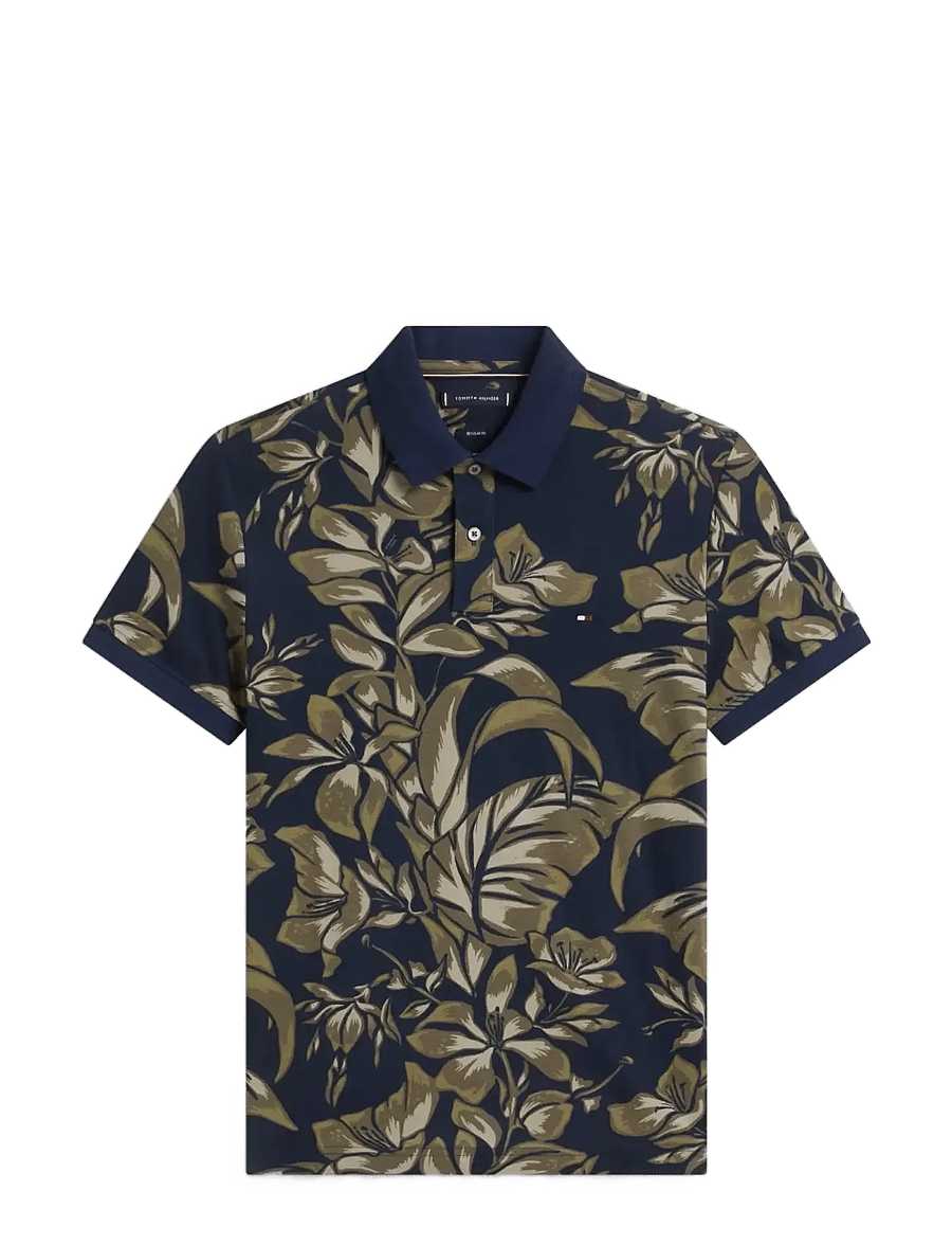 Tommy Hilfiger - FLORAL AOP REG POLO - kortærmede poloer - dark night navy utility sage - 1