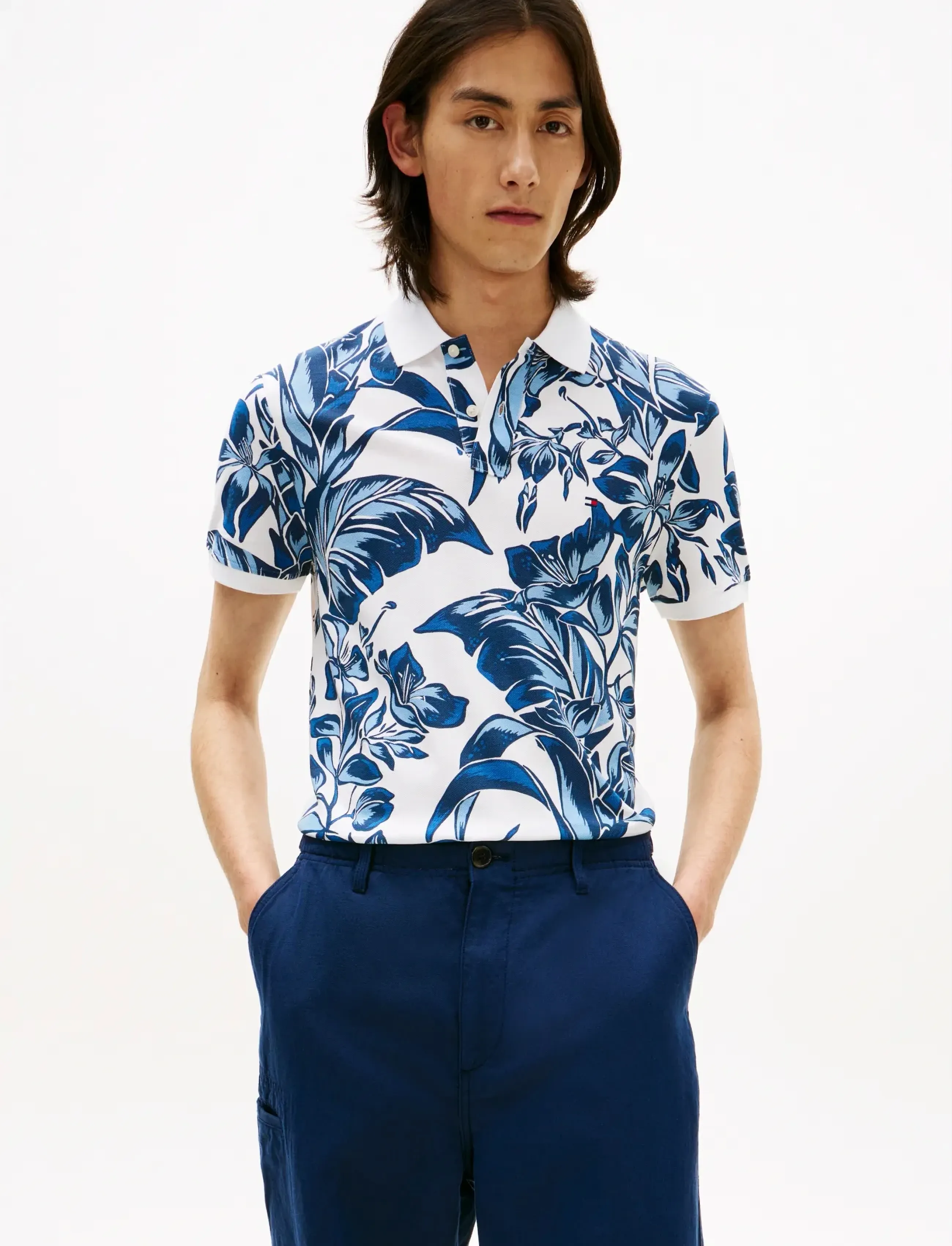 Tommy Hilfiger FLORAL AOP REG POLO - Pikéer - DARK NIGHT NAVY   UTILITY SAGE / blue