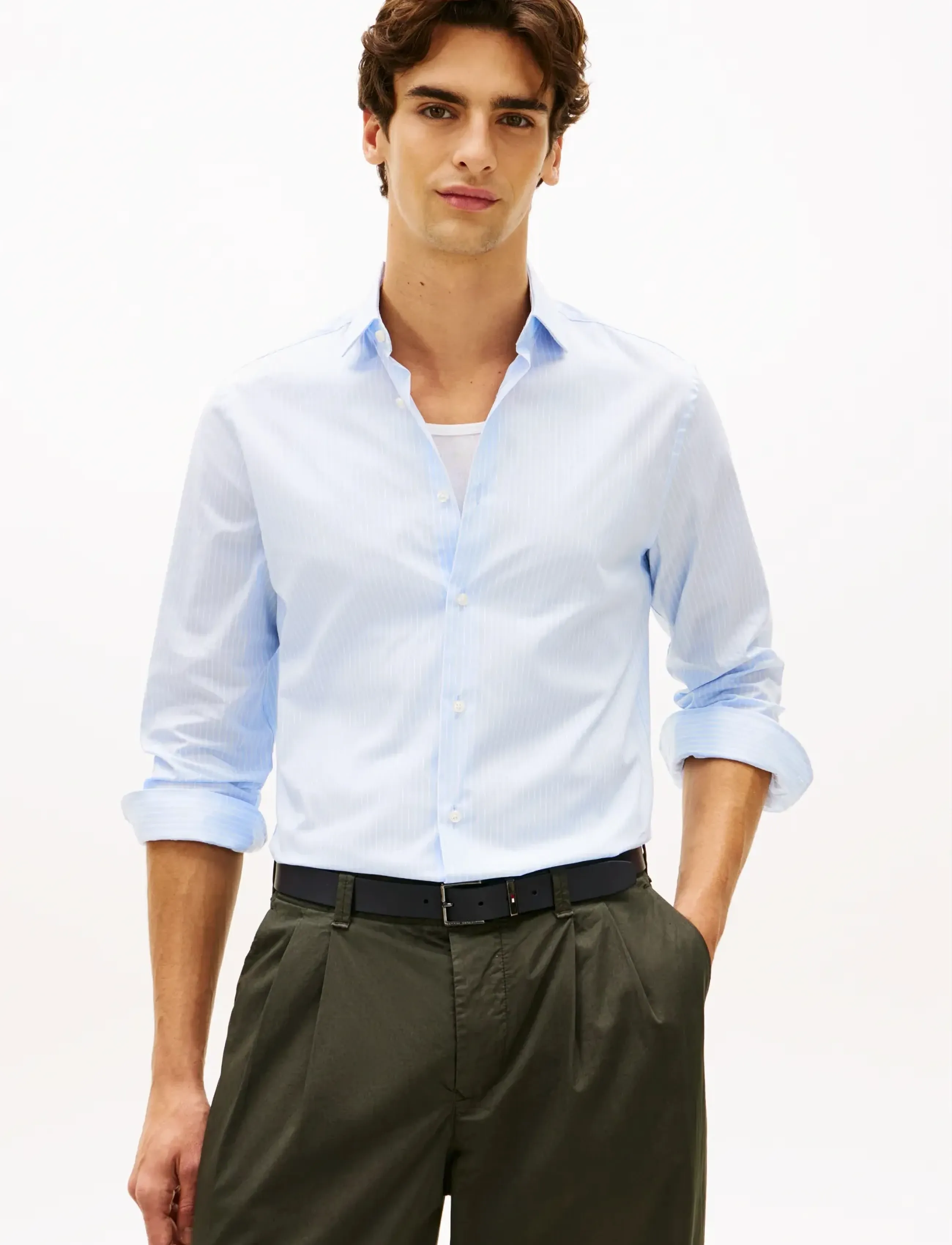 Tommy Hilfiger DC FLEX COLLAR HAIRLINE STRIPE - Basic-Hemden - SWEET BLUE / blue