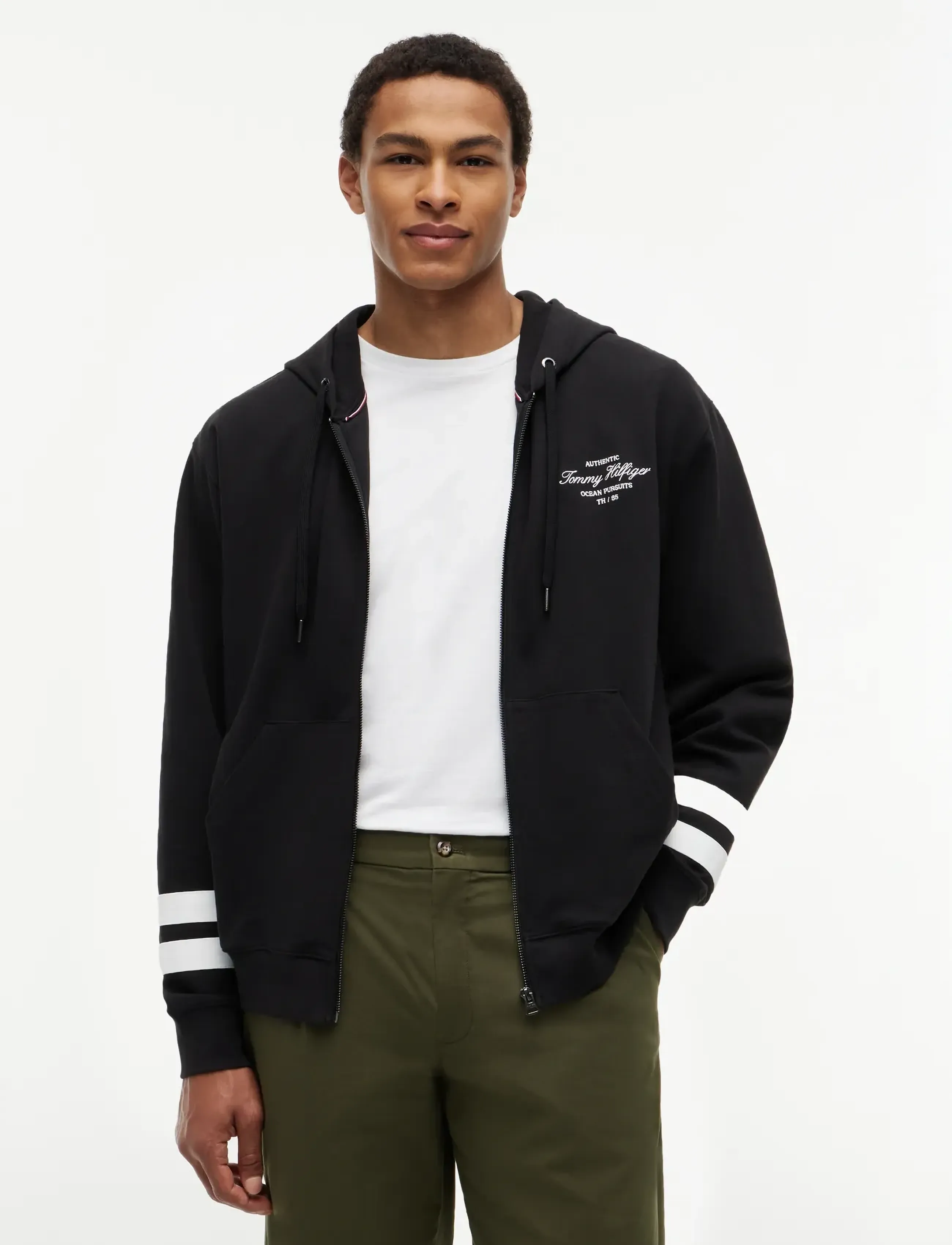 Tommy Hilfiger Nautical Tipped Hdd Zip Through, S, Sweatshirts & Hoodies, Schwarz - Männerswear