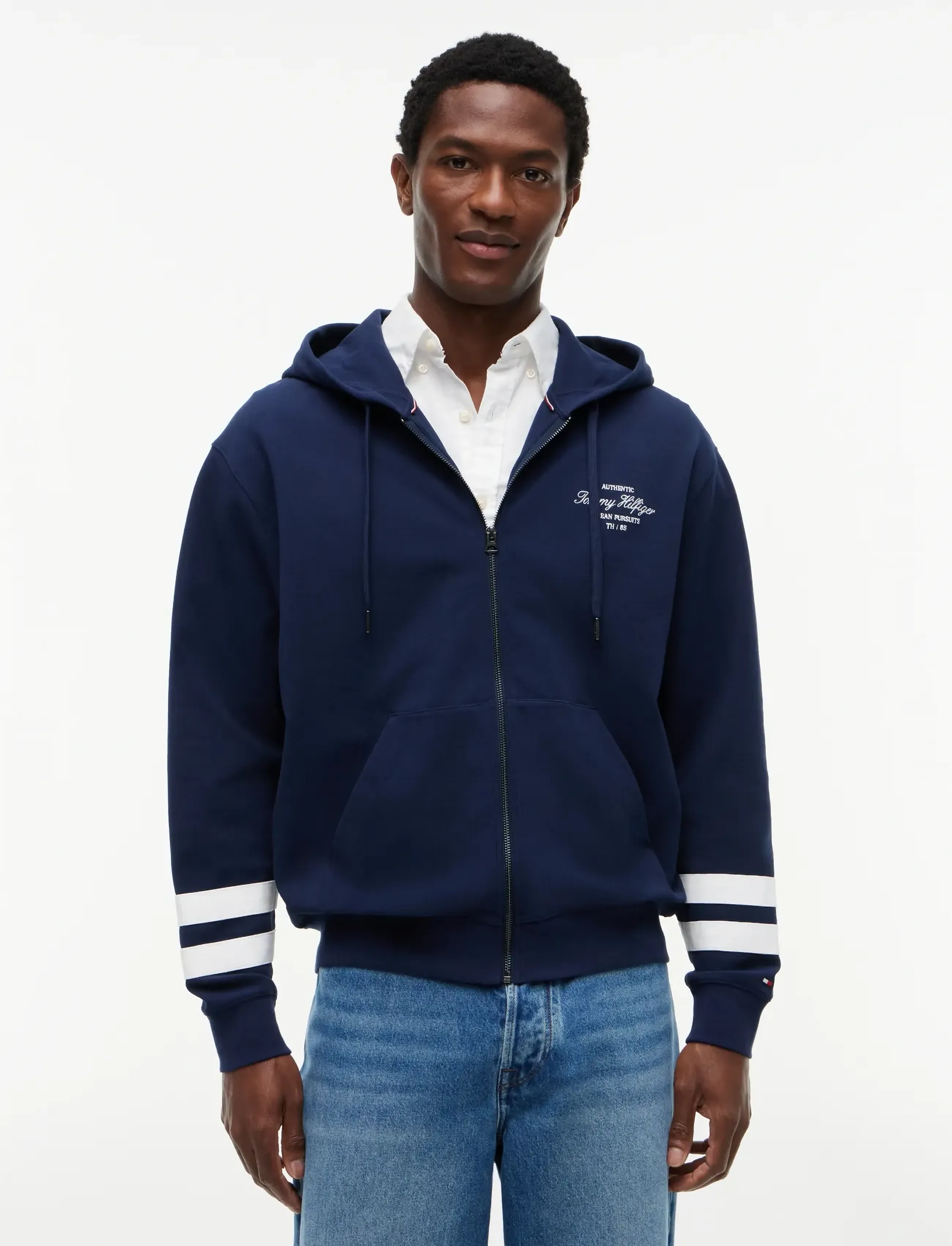 Tommy Hilfiger Nautical Tipped Hdd Zip Through, XL, Sweatshirts & Hoodies, Marineblau - Männerswear