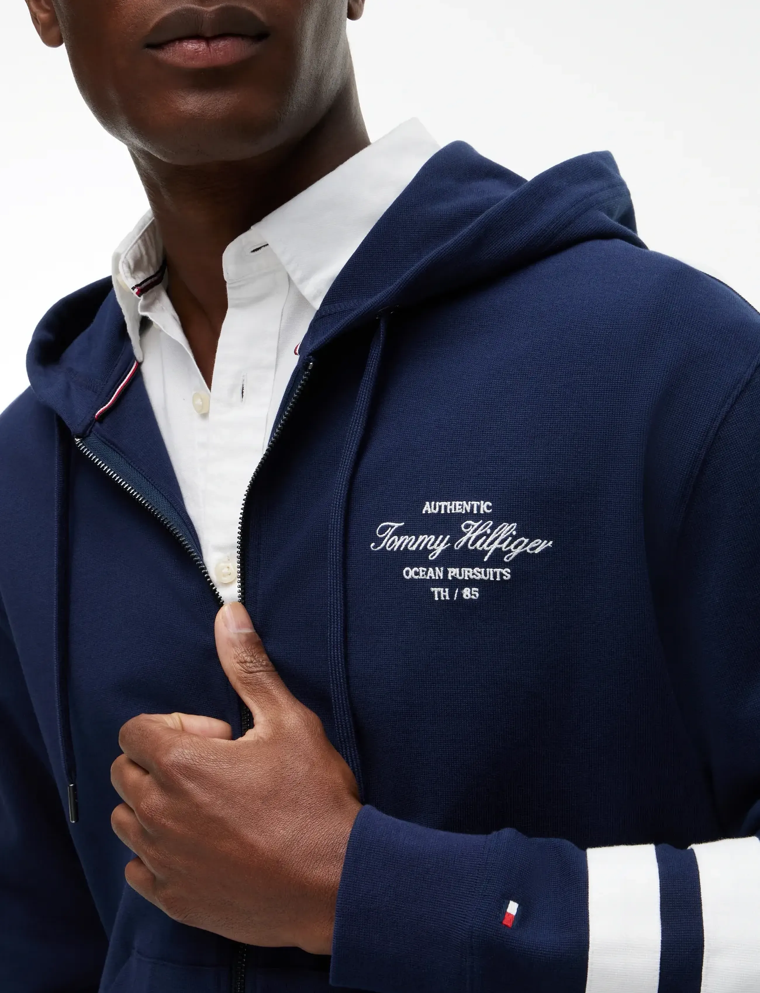 Tommy Hilfiger - NAUTICAL TIPPED HDD ZIP THROUGH - kapuutsiga dressipluusid - carbon navy - 3