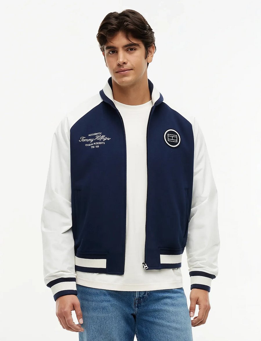 Tommy Hilfiger - NAUTICAL SHAWL BOMBER JACKET - varsity jackets - carbon navy - 0