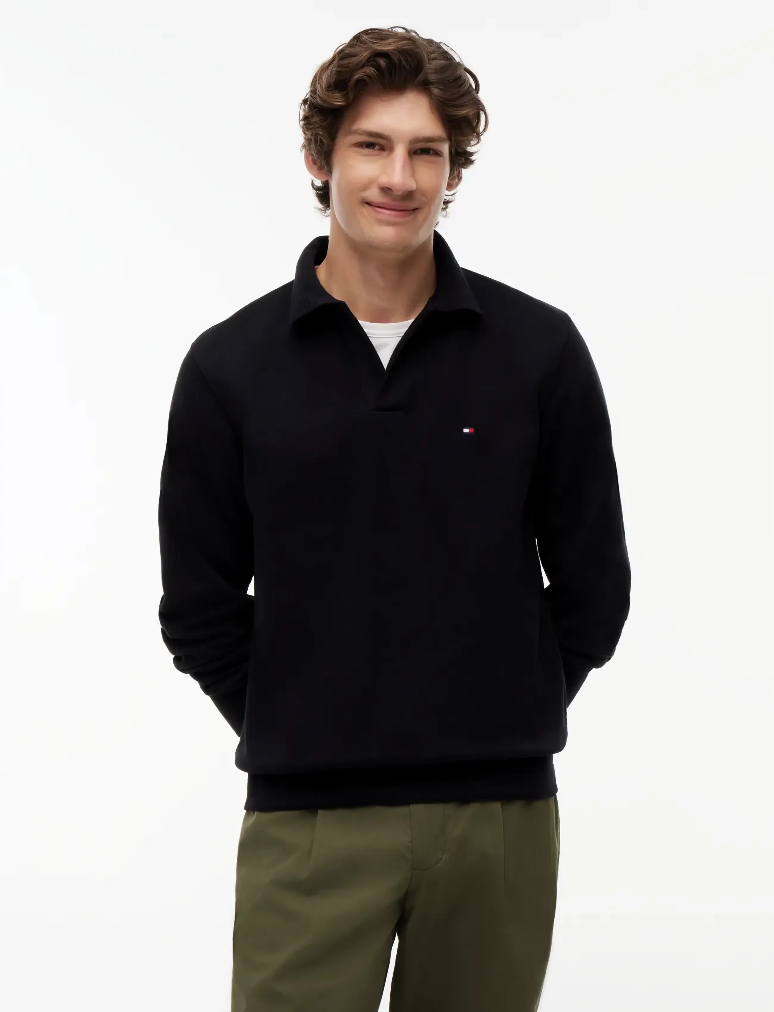 Tommy Hilfiger - SLUB REG RUGBY SWEATSHIRT - black - 0