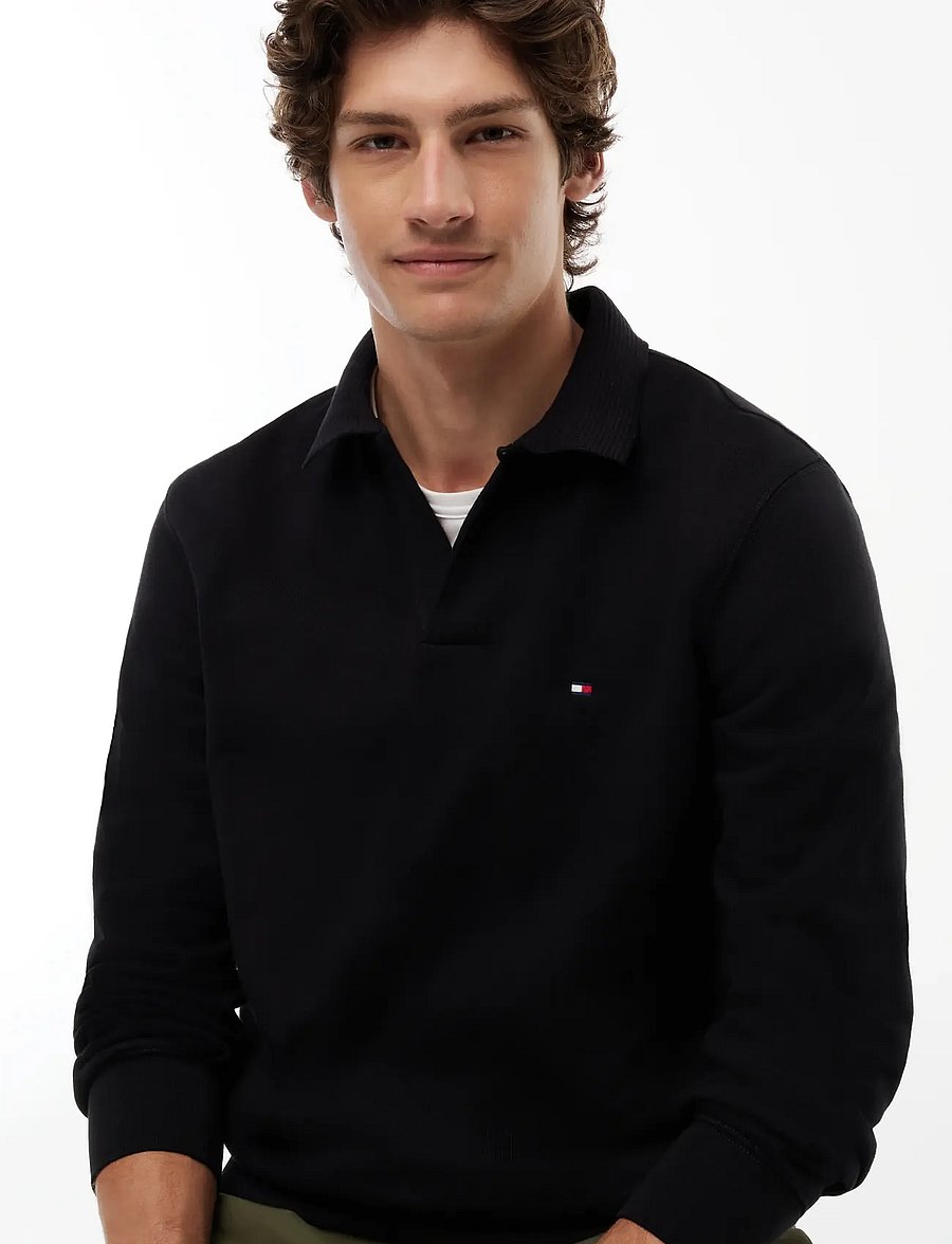 Tommy Hilfiger - SLUB REG RUGBY SWEATSHIRT - pikkade varrukatega polod - black - 3