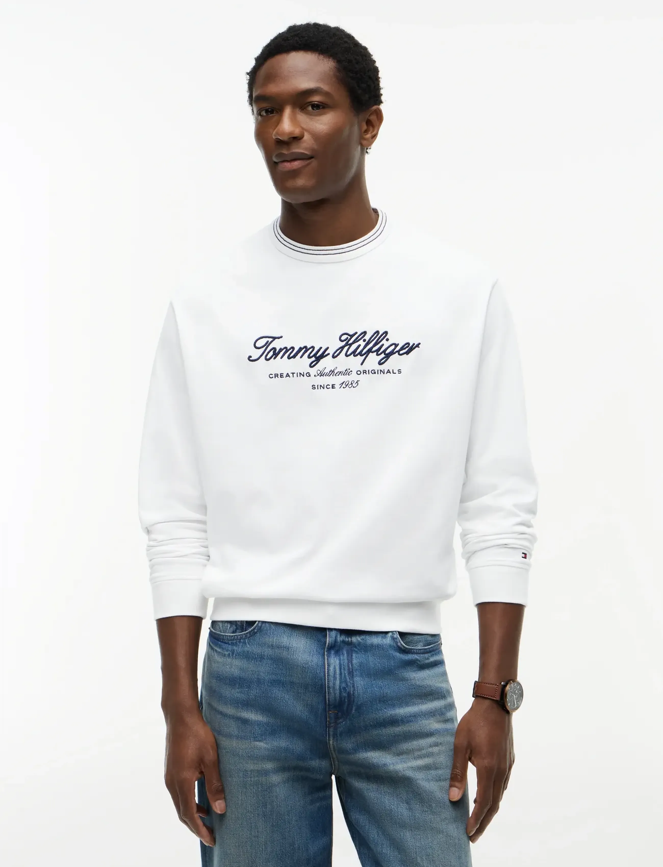 Tommy Hilfiger NAUTICAL TIPPED COLLAR CREW - Tommy Hilfiger - WHITE / white