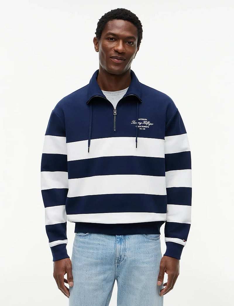 Tommy Hilfiger - NAUTICAL BLOCK STRIPE 1/4 ZIP - halfzip strik - carbon navy - 0