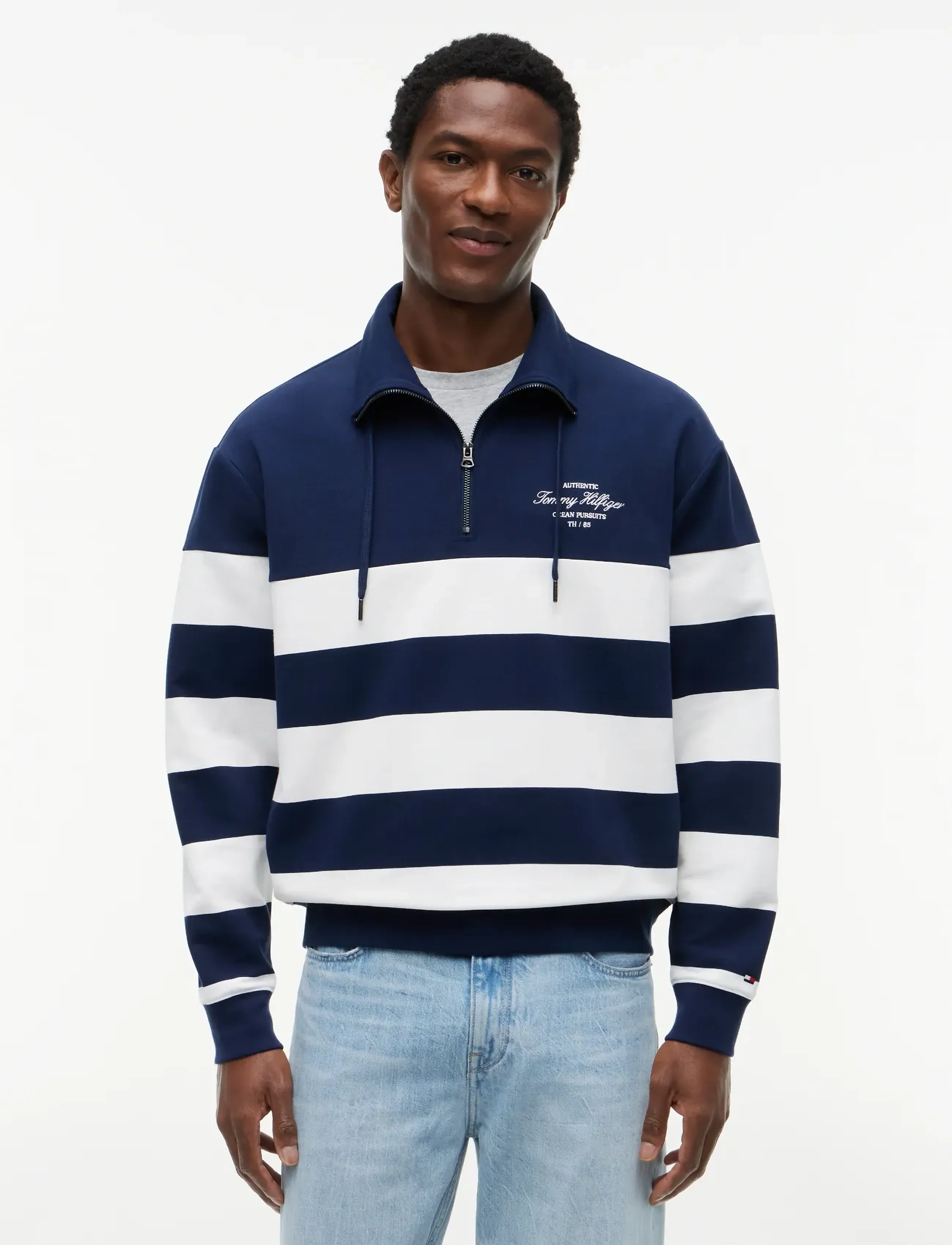 Tommy Hilfiger NAUTICAL BLOCK STRIPE 1/4 ZIP - Summer Shop - CARBON NAVY / navy