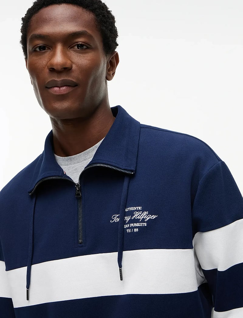 Tommy Hilfiger - NAUTICAL BLOCK STRIPE 1/4 ZIP - halfzip strik - carbon navy - 3