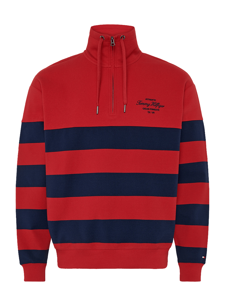 Tommy Hilfiger - NAUTICAL BLOCK STRIPE 1/4 ZIP - pullover mit halbem reißverschluss - medium red - 1