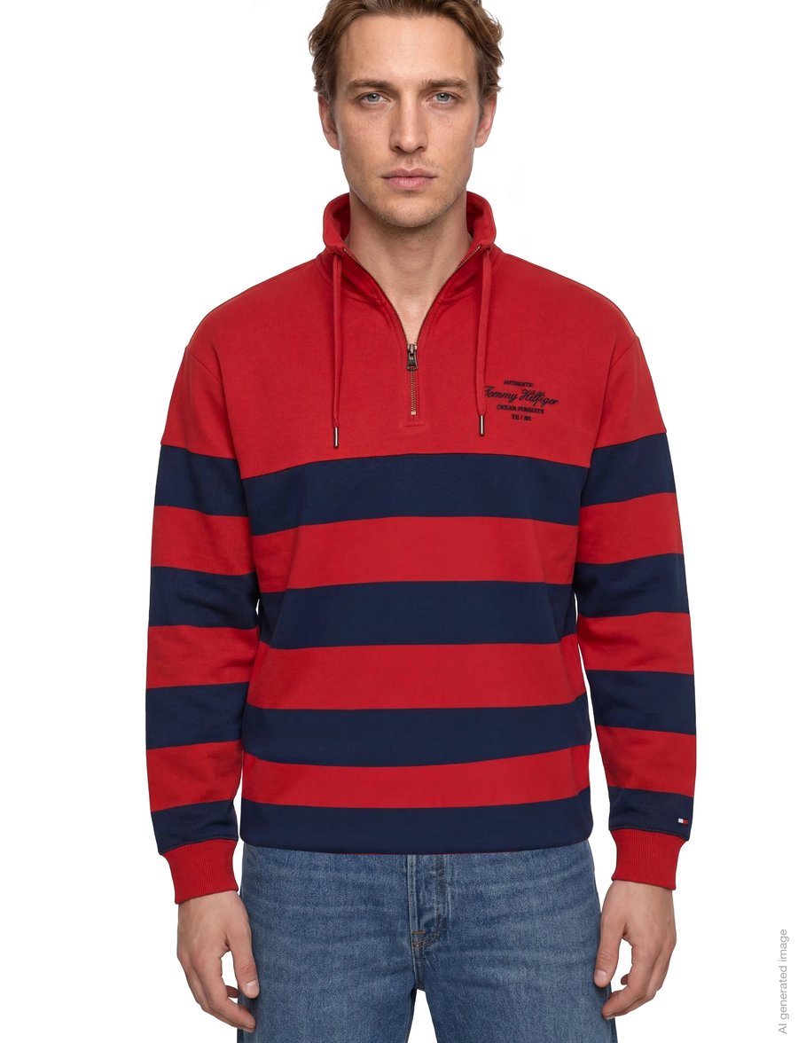Tommy Hilfiger - NAUTICAL BLOCK STRIPE 1/4 ZIP - pullover mit halbem reißverschluss - medium red - 3