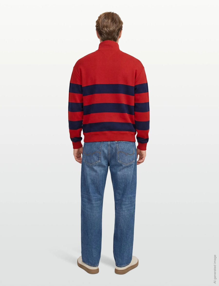 Tommy Hilfiger - NAUTICAL BLOCK STRIPE 1/4 ZIP - pullover mit halbem reißverschluss - medium red - 4