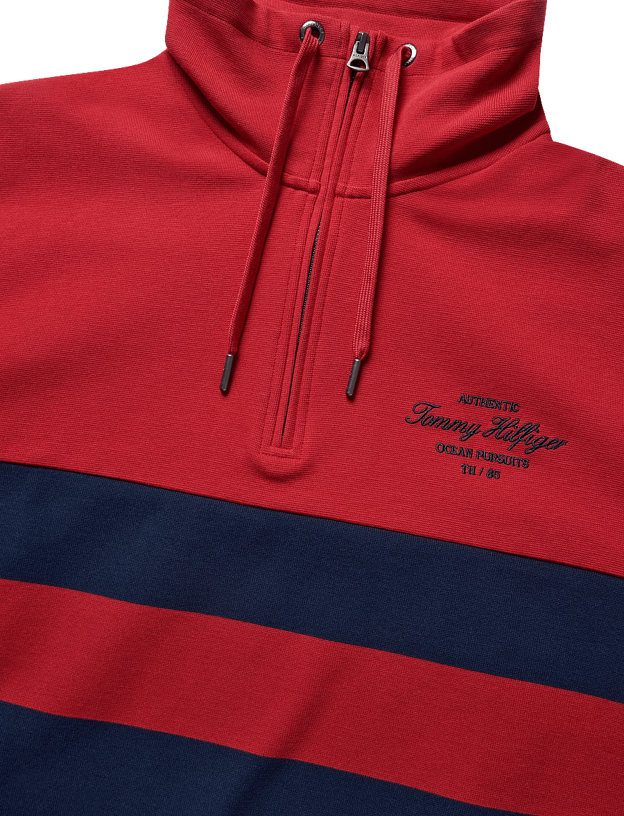 Tommy Hilfiger - NAUTICAL BLOCK STRIPE 1/4 ZIP - pullover mit halbem reißverschluss - medium red - 5