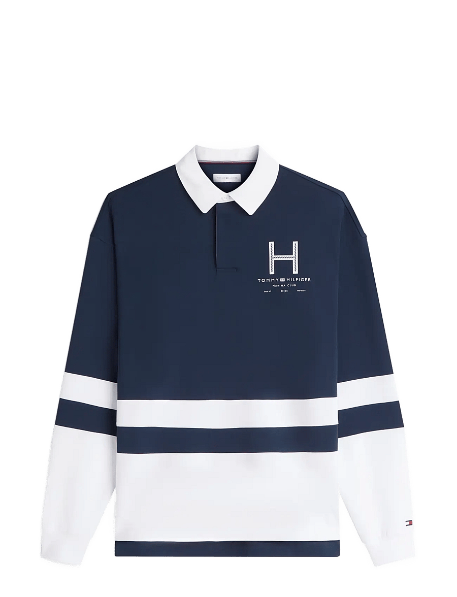 Tommy Hilfiger - SAIL RUGBY SHIRT - långärmade pikéer - carbon navy multi - 1