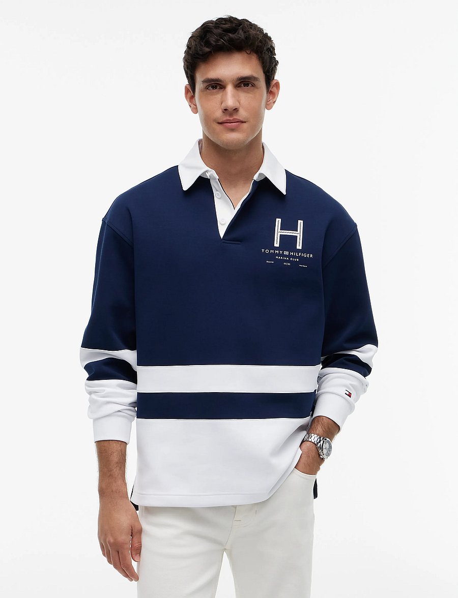 Tommy Hilfiger - SAIL RUGBY SHIRT - långärmade pikéer - carbon navy multi - 0