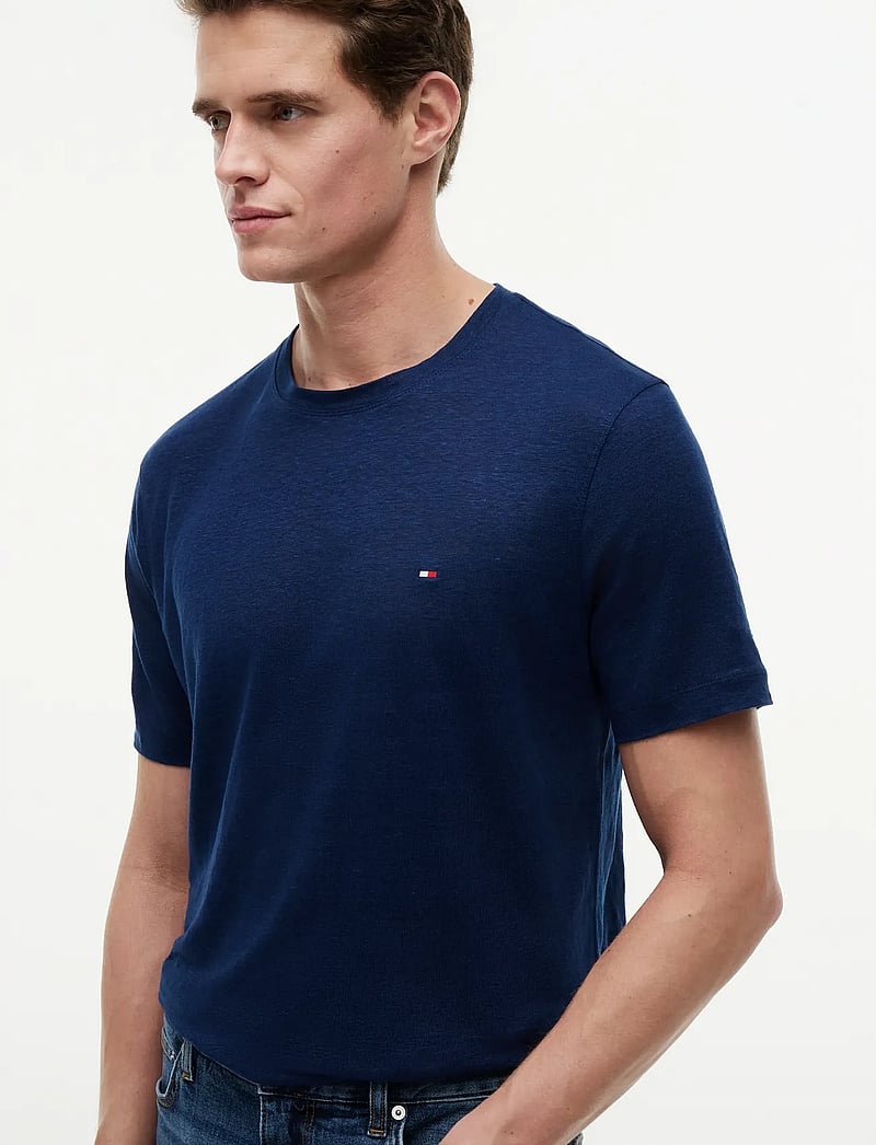 Tommy Hilfiger - LINEN REGULAR TEE - kortærmede t-shirts - carbon navy - 3