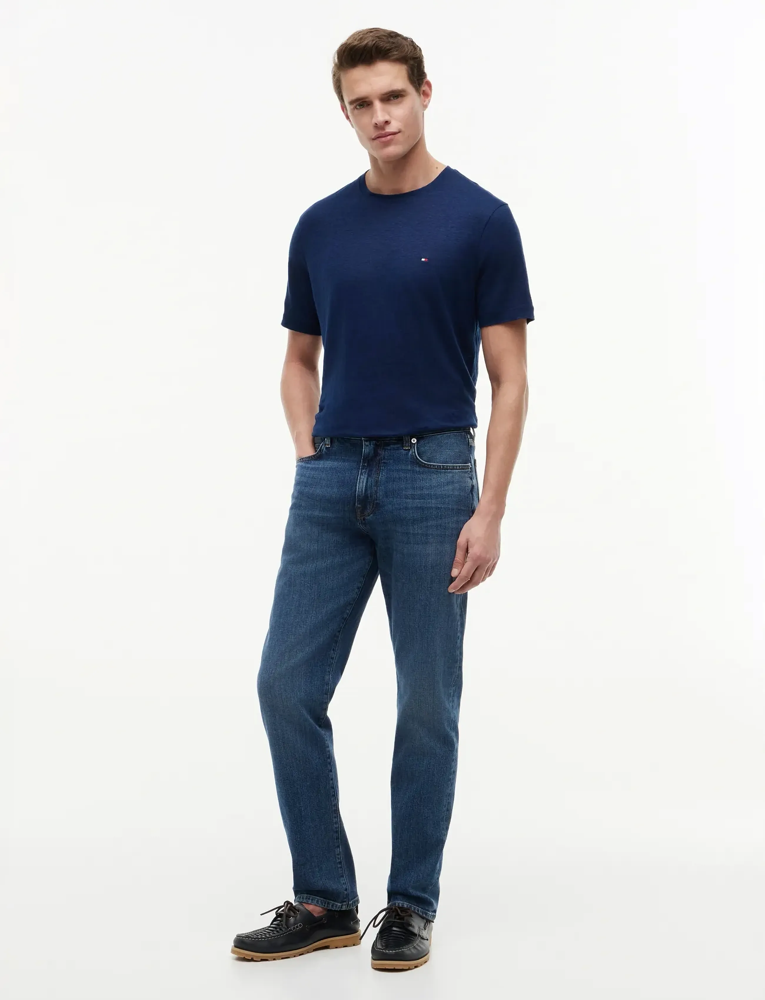 Tommy Hilfiger - LINEN REGULAR TEE - lühikeste varrukatega t-särgid - carbon navy - 4