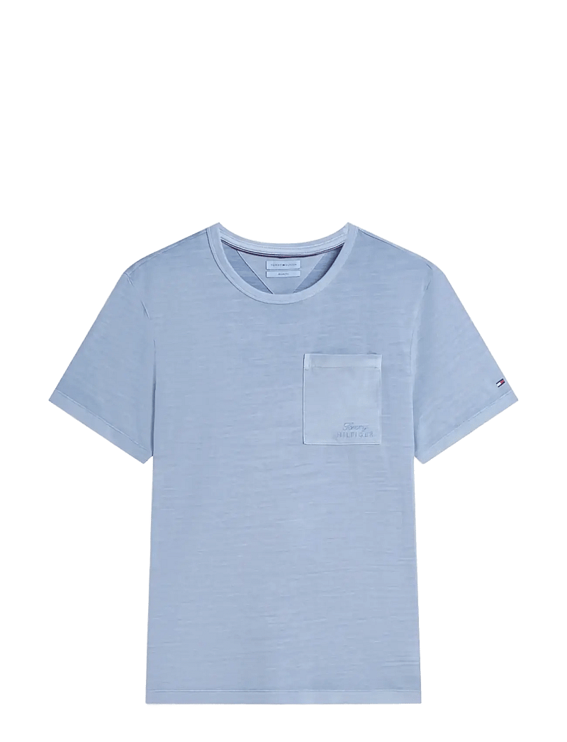 Tommy Hilfiger - GARMENT DYE POCKET REGULAR TEE - kortærmede t-shirts - brisk blue - 1
