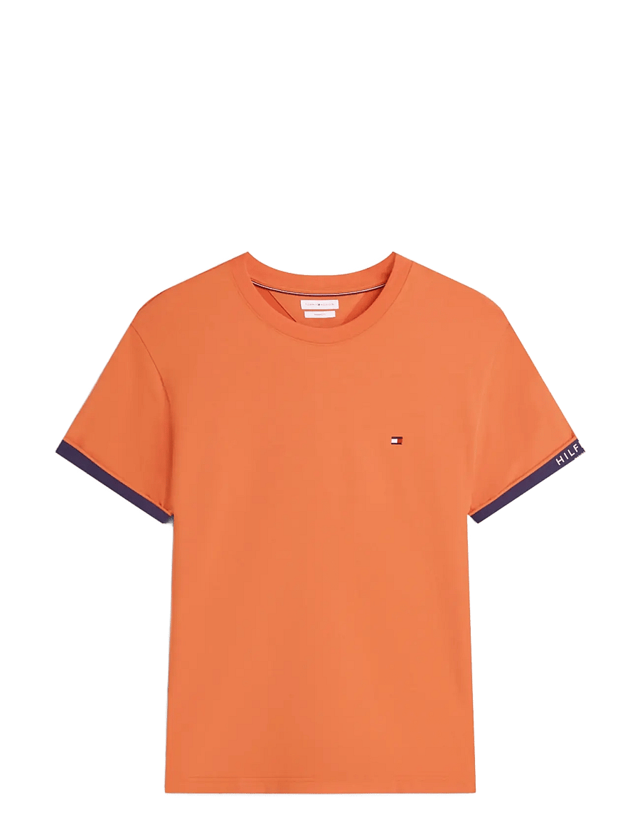Tommy Hilfiger - SAIL MIX MEDIA CUFF REGULAR TEE - lühikeste varrukatega t-särgid - brilliant orange - 1