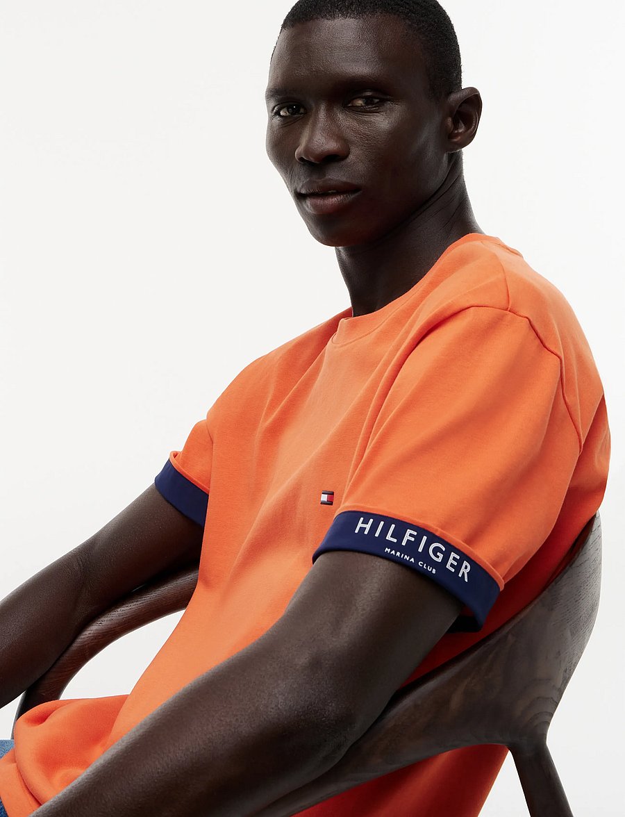 Tommy Hilfiger - SAIL MIX MEDIA CUFF REGULAR TEE - lühikeste varrukatega t-särgid - brilliant orange - 3