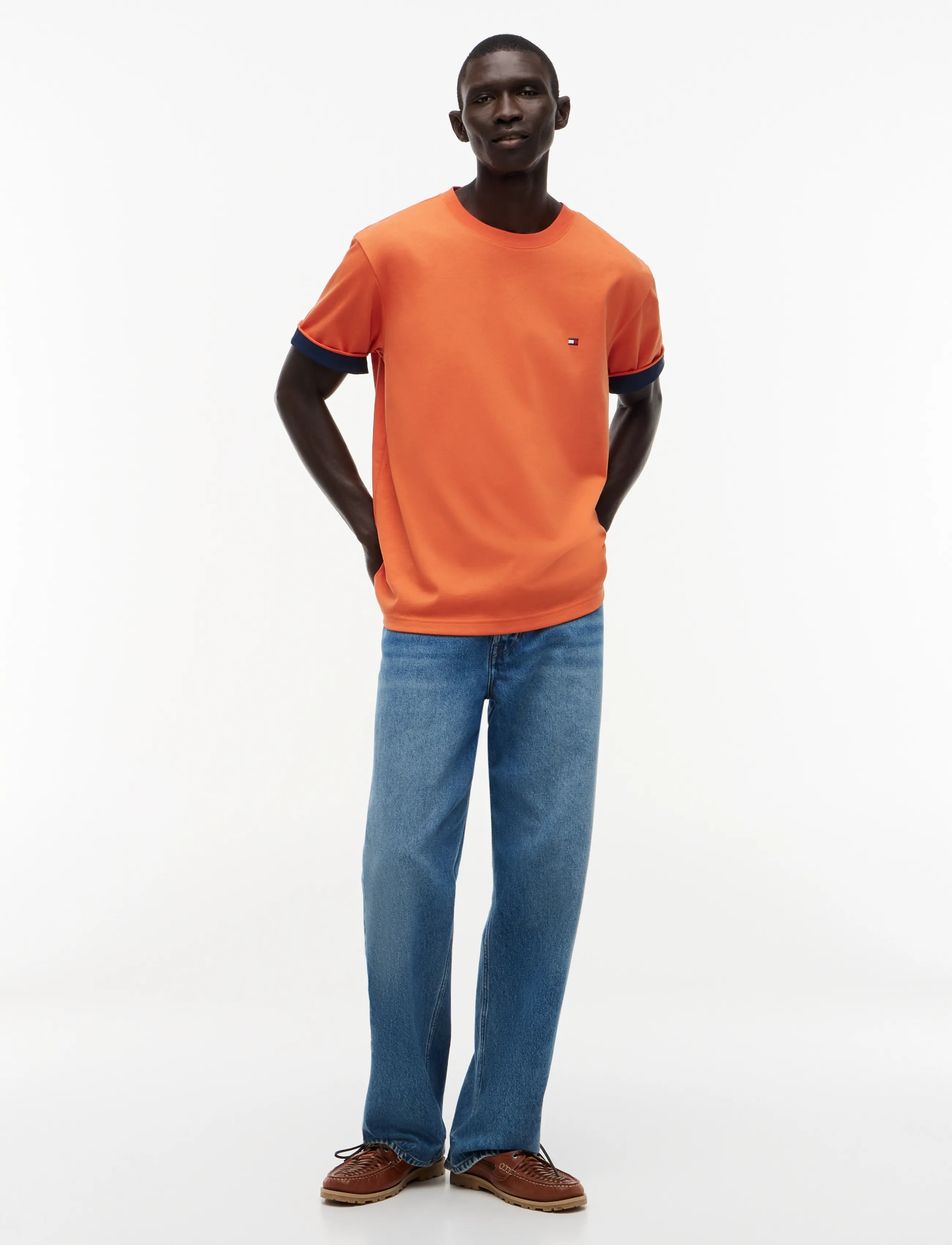 Tommy Hilfiger - SAIL MIX MEDIA CUFF REGULAR TEE - lühikeste varrukatega t-särgid - brilliant orange - 4
