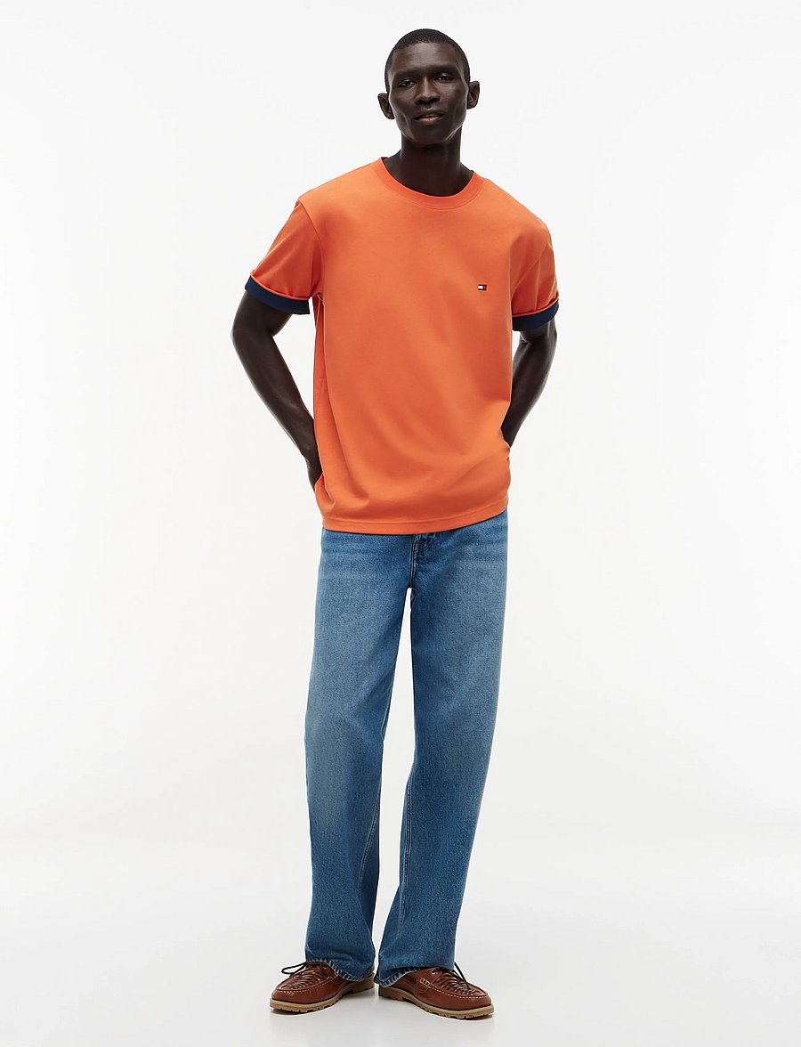 Tommy Hilfiger - SAIL MIX MEDIA CUFF REGULAR TEE - lühikeste varrukatega t-särgid - brilliant orange - 4