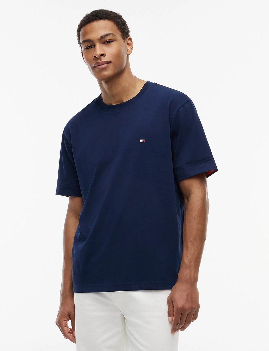 Tommy Hilfiger - SAIL MIX MEDIA CUFF REGULAR TEE - carbon navy - 0