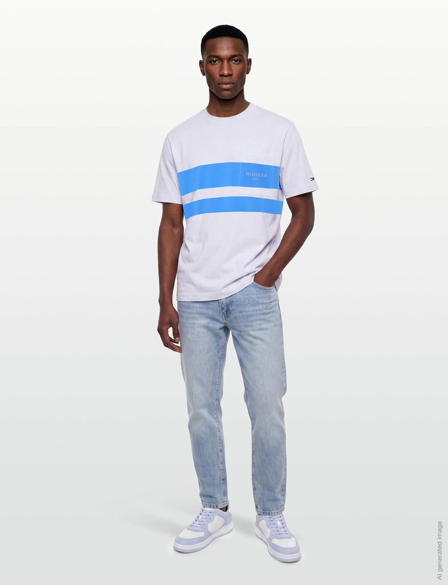Tommy Hilfiger - SAIL COLORBLOCK RELAXED TEE - kortærmede t-shirts - white - 0