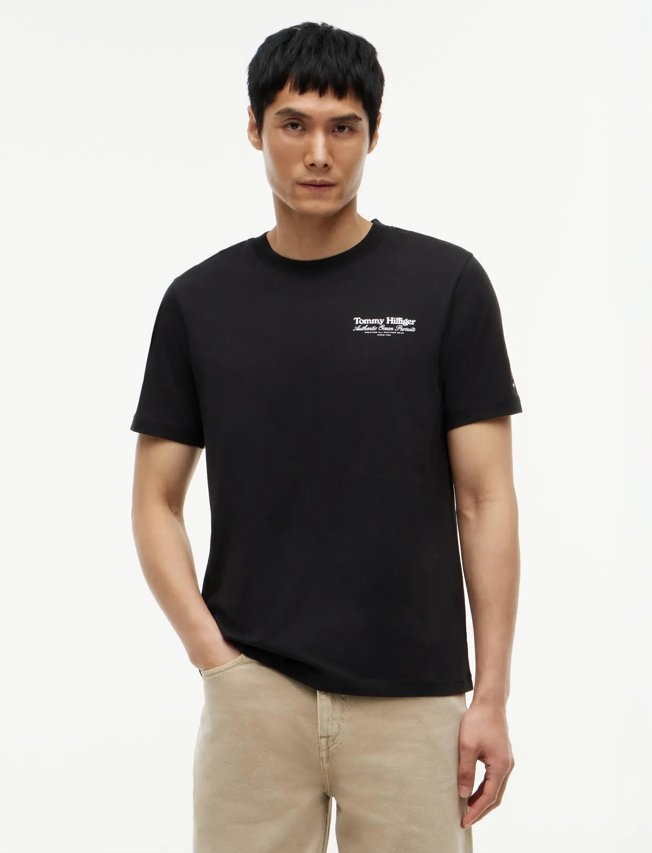 Tommy Hilfiger NAUTICAL BACK GRAPHIC REG TEE - Inspiratsioon - BLACK / black