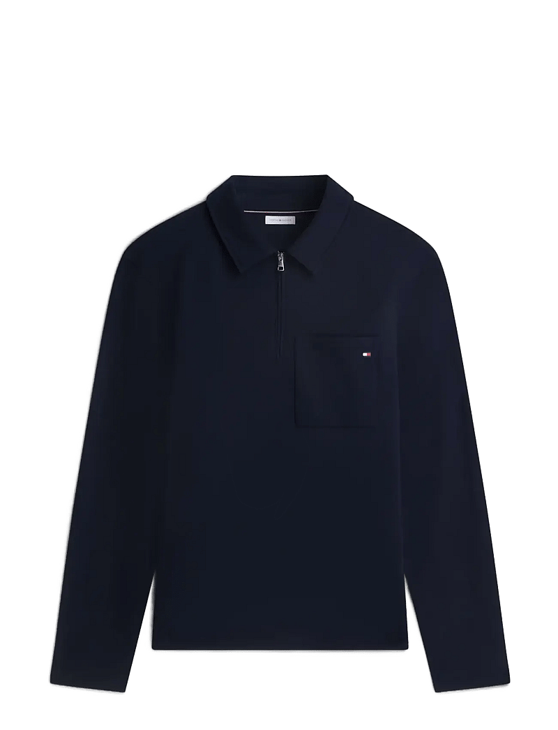 Tommy Hilfiger - ESSENTIAL TERRY POCKET 1/4 ZIP - poloer i strik med lange ærmer - desert sky - 1