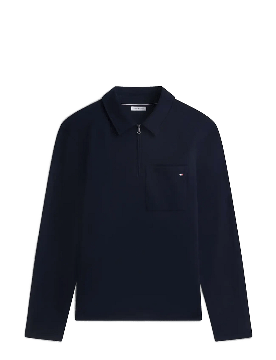 Tommy Hilfiger - ESSENTIAL TERRY POCKET 1/4 ZIP - long-sleeved knitted polos - desert sky - 1