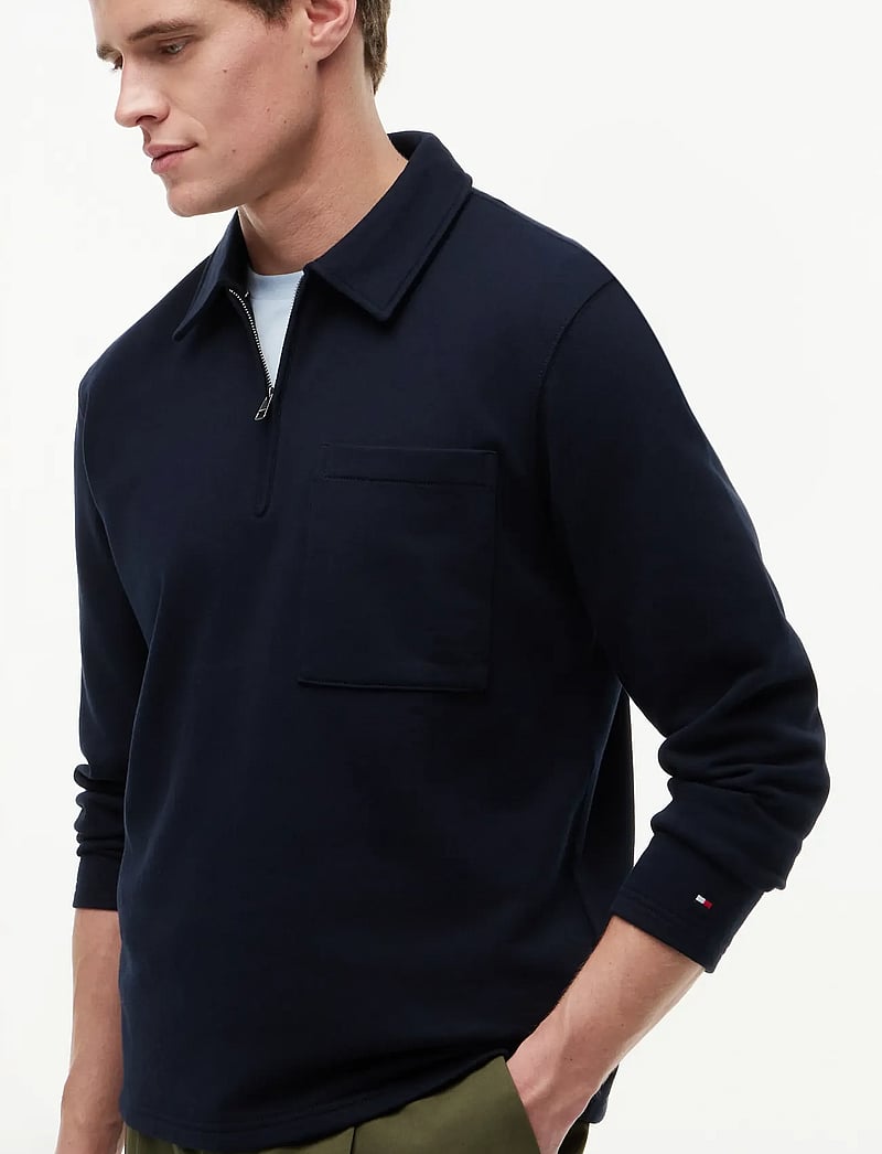 Tommy Hilfiger - ESSENTIAL TERRY POCKET 1/4 ZIP - poloer i strik med lange ærmer - desert sky - 3