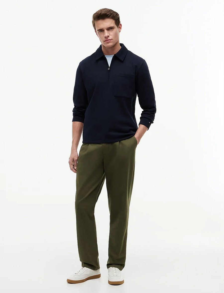 Tommy Hilfiger - ESSENTIAL TERRY POCKET 1/4 ZIP - long-sleeved knitted polos - desert sky - 4