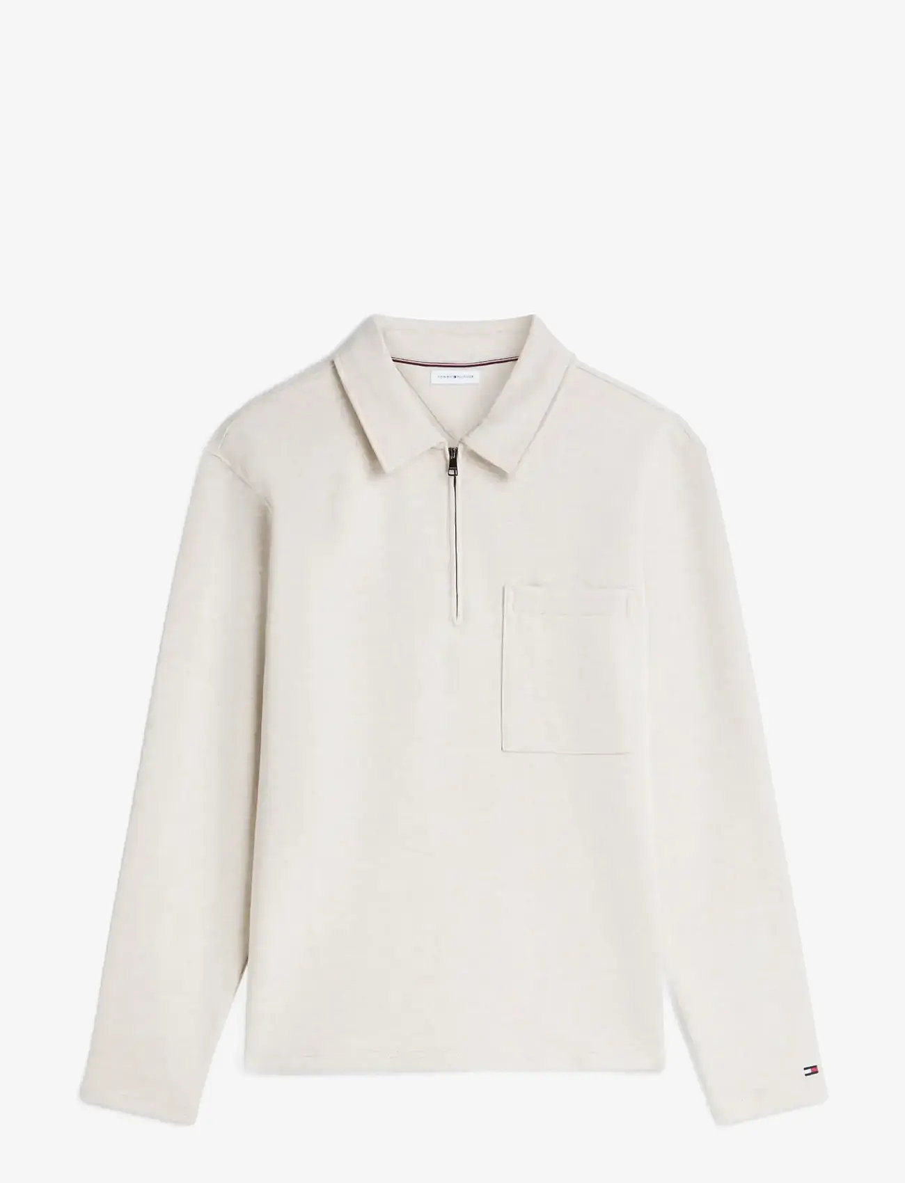 Tommy Hilfiger - ESSENTIAL TERRY POCKET 1/4 ZIP - poloer i strik med lange ærmer - heathered oatmilk - 1